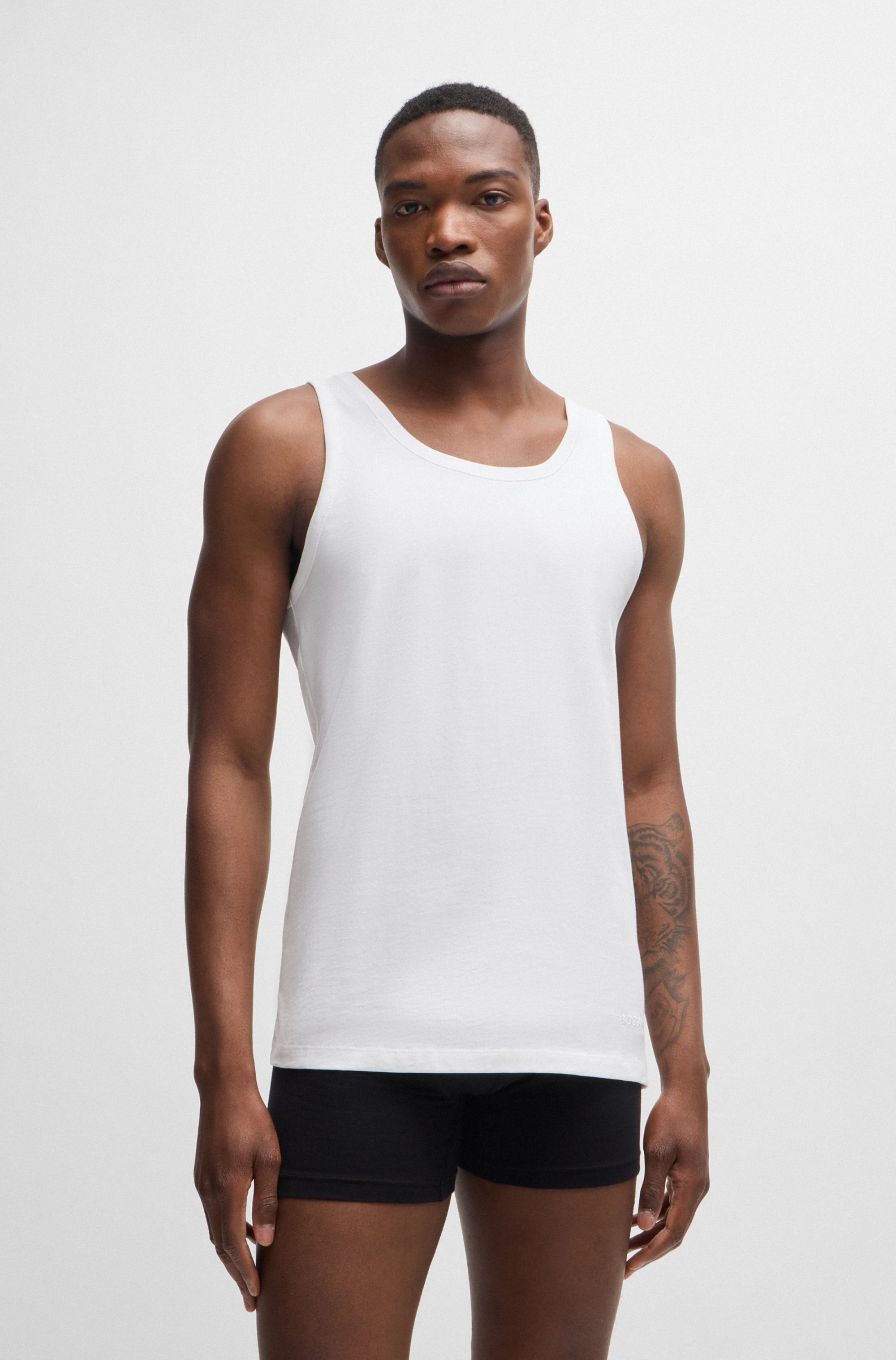 BOSS Unterhemd »Tank Top 3P CO«, (Packung, 3 St.), mit Rippbündchen