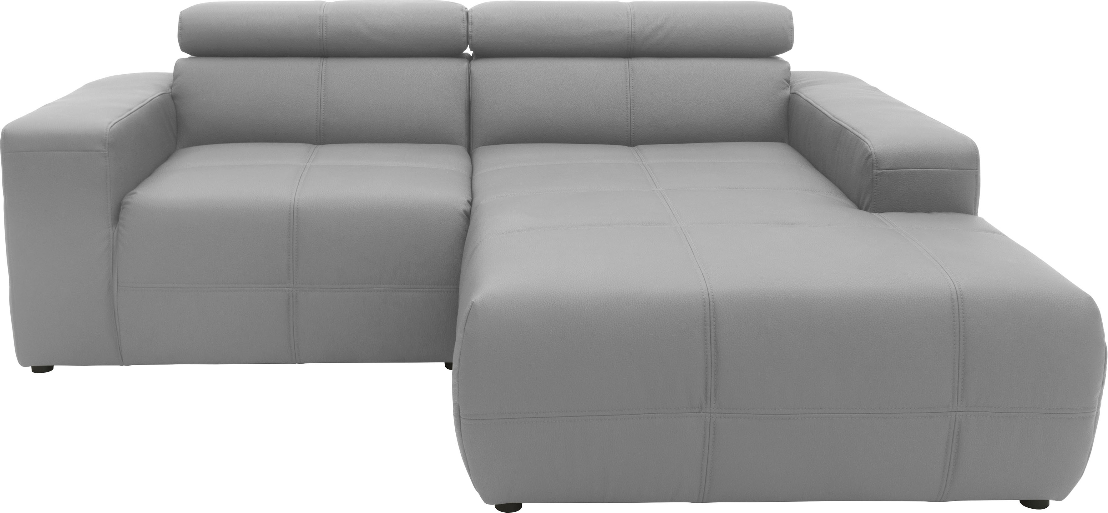 DOMO collection Ecksofa "BRANDON inkl. Kopfteilverstellung, 214x100x80 cm, L-Form" Mit Kopfteilverstellung, auch in Leder und Cord, L-Form