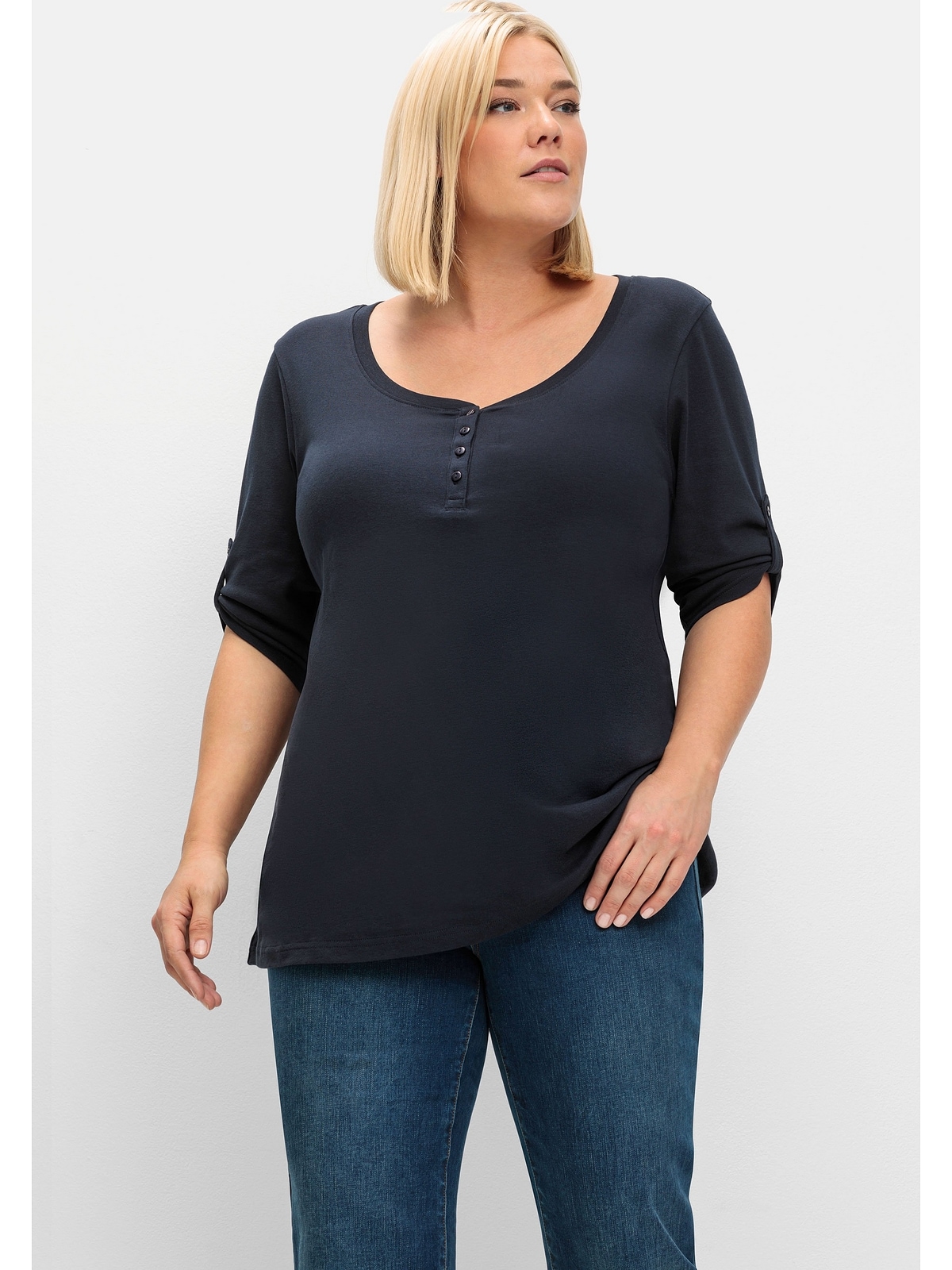 | bestellen BAUR Größen«, »Große aus Sheego Baumwolle reiner 3/4-Arm-Shirt