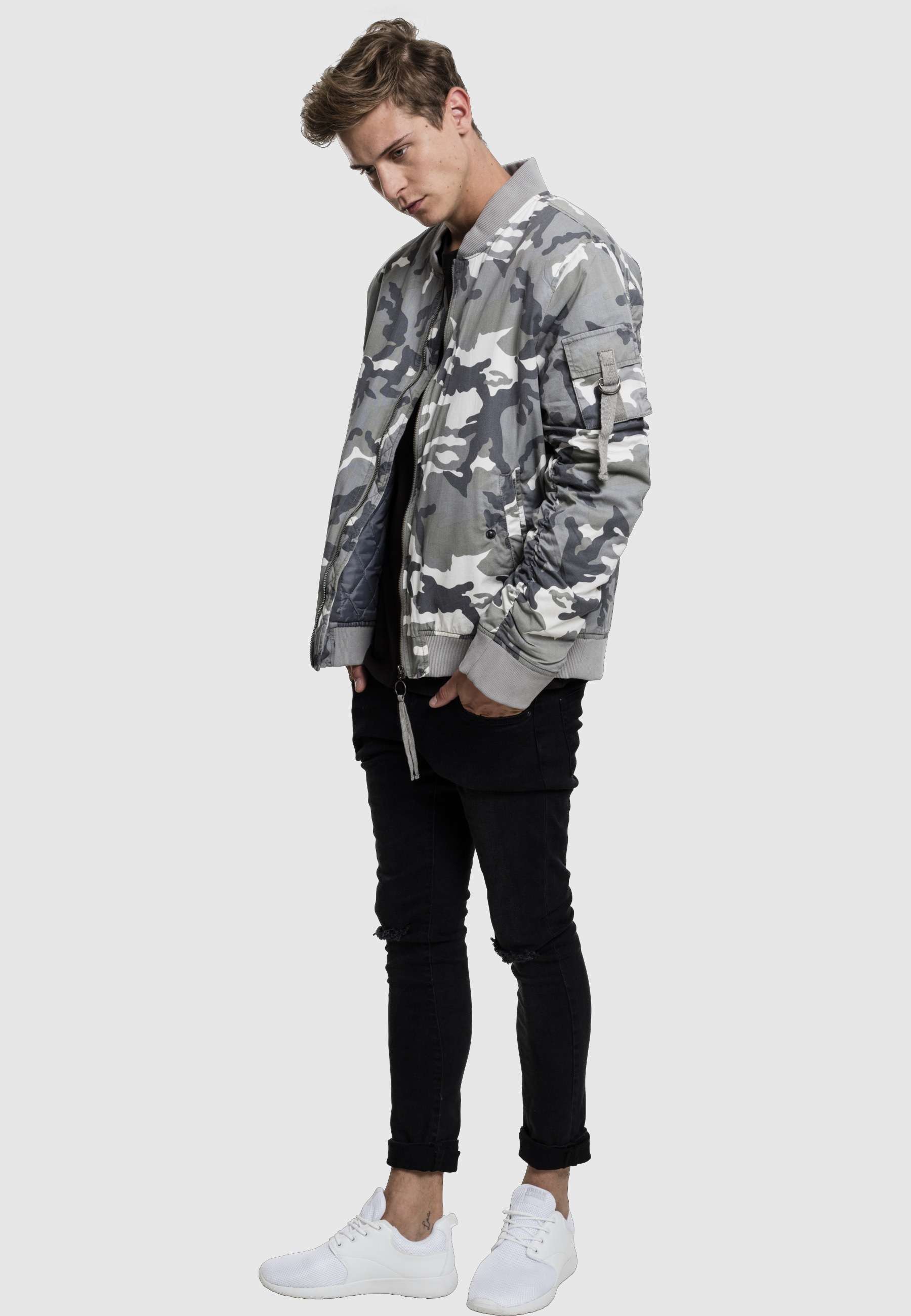 URBAN CLASSICS Bomberjacke »Urban Classics Herren Vintage Camo Cotton Bomber Jacket« 1 Stk. tlg. ohne Kapuze