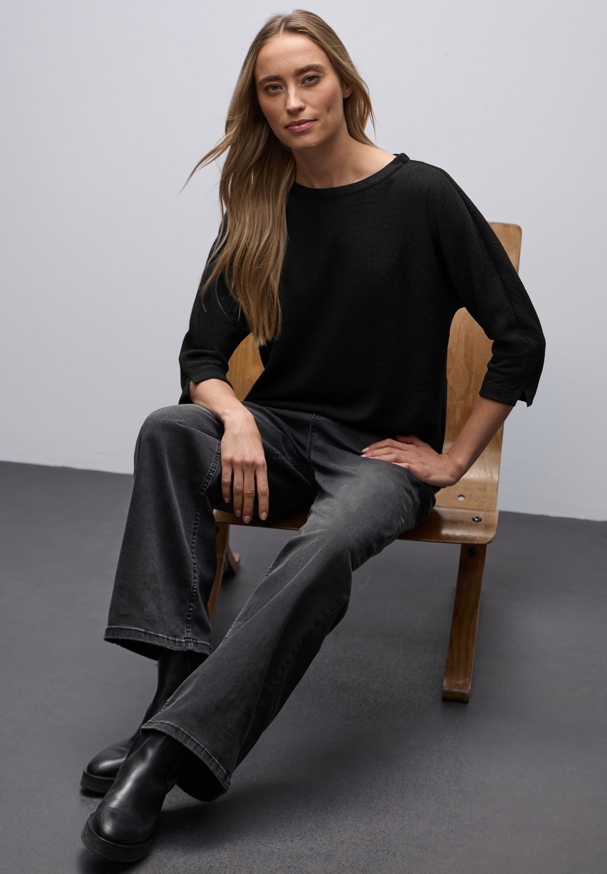 STREET ONE 3/4-Arm-Shirt im Glitzer-Look