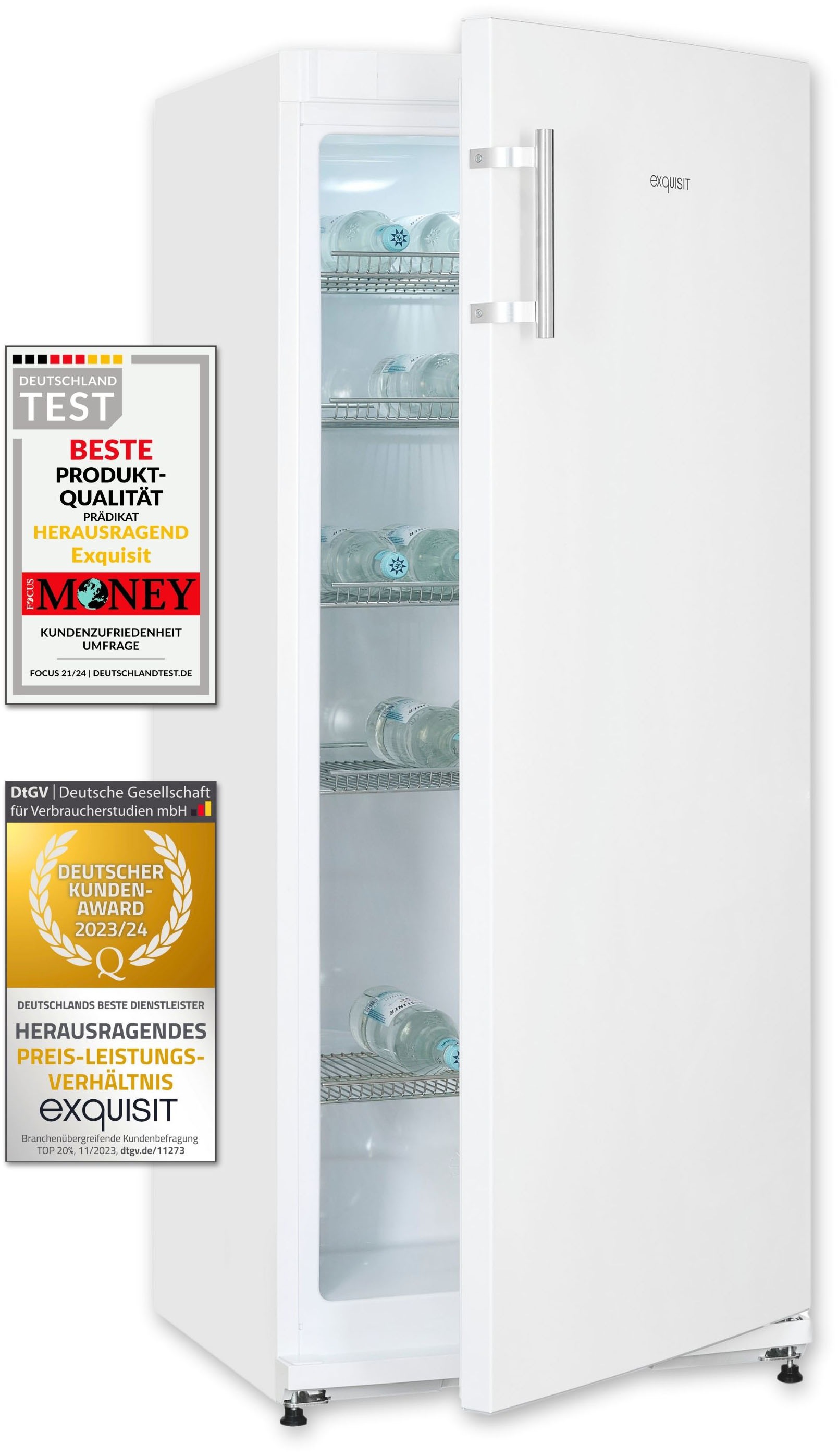 exquisit Getränkekühlschrank "GKS29-V-H-280E weiss" 145,5 cm hoch 60 cm bre günstig online kaufen