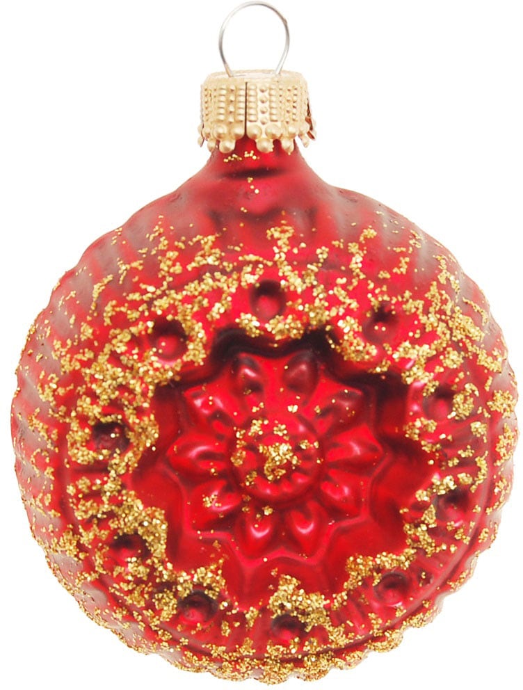 Krebs Glas Lauscha Christbaumschmuck »Glaskugelformen, Breite ca. 5 cm«, (Set, 4 tlg.), Weihnachtsdeko rot, Christbaumkugeln aus Glas, Weihnachtsbaumkugel