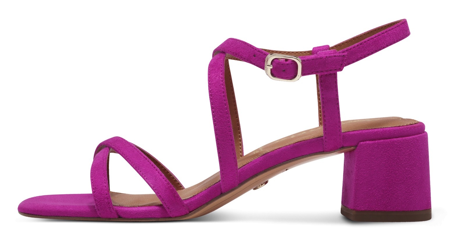 Sandalette TAMARIS, Damen, Gr. 38, pink (fuchsia), Textil, Veloursleder, unifarben, Schuhe Sandalette, Sommerschuh, Sandale, Blockabsatz, mit feinen Riemchen 3