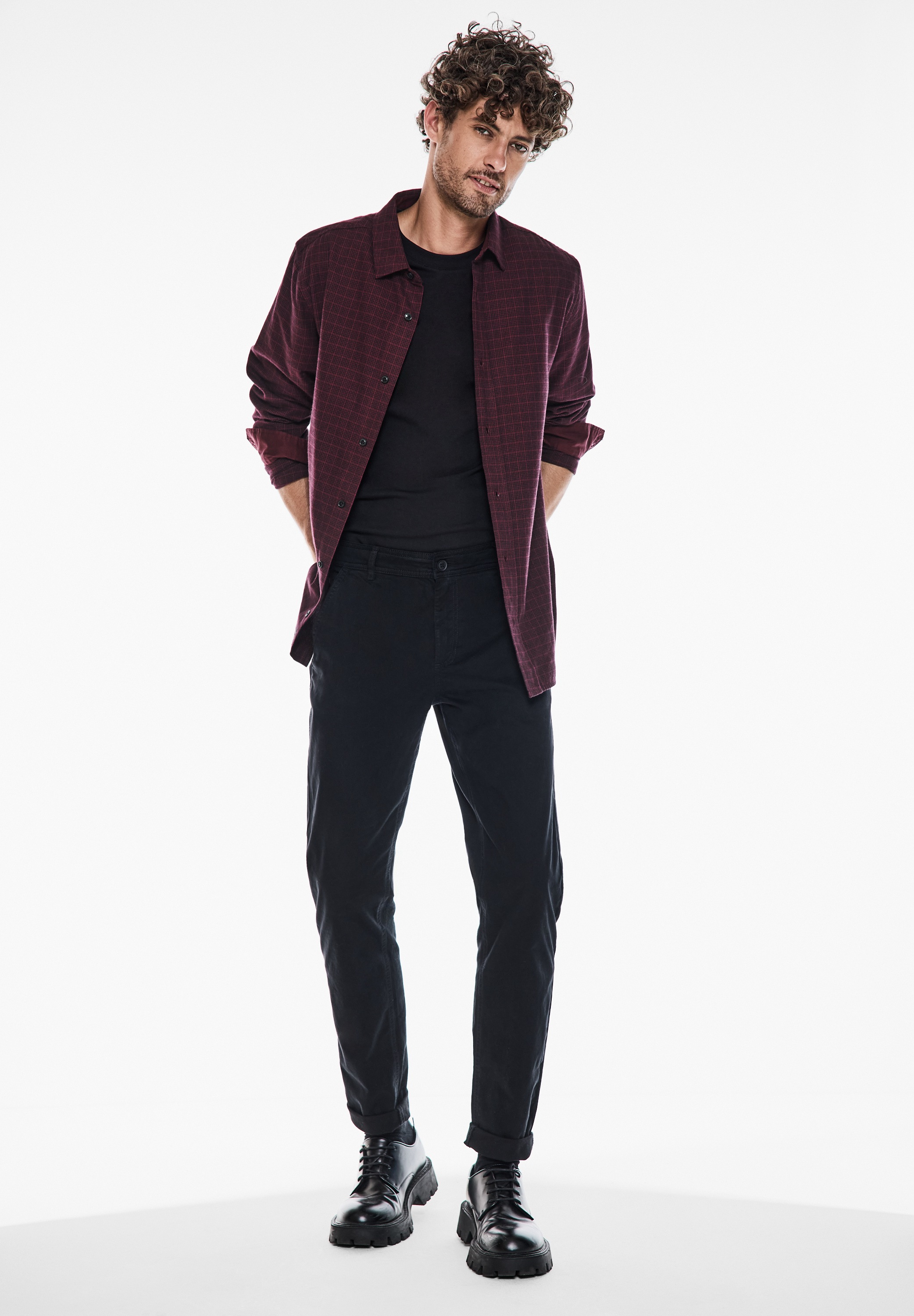 STREET ONE MEN Langarmhemd, aus reiner Baumwolle