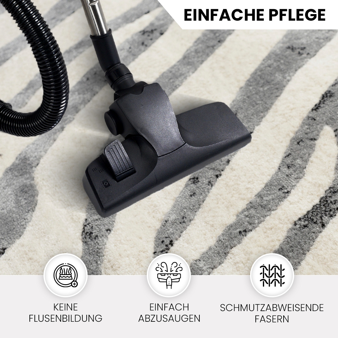 Livabliss Teppich »LUANDA«, rechteckig, 11 mm Höhe, Skandinavischer Teppich, Boho Wohnzimmerteppich/Läufer im Zebra Muster