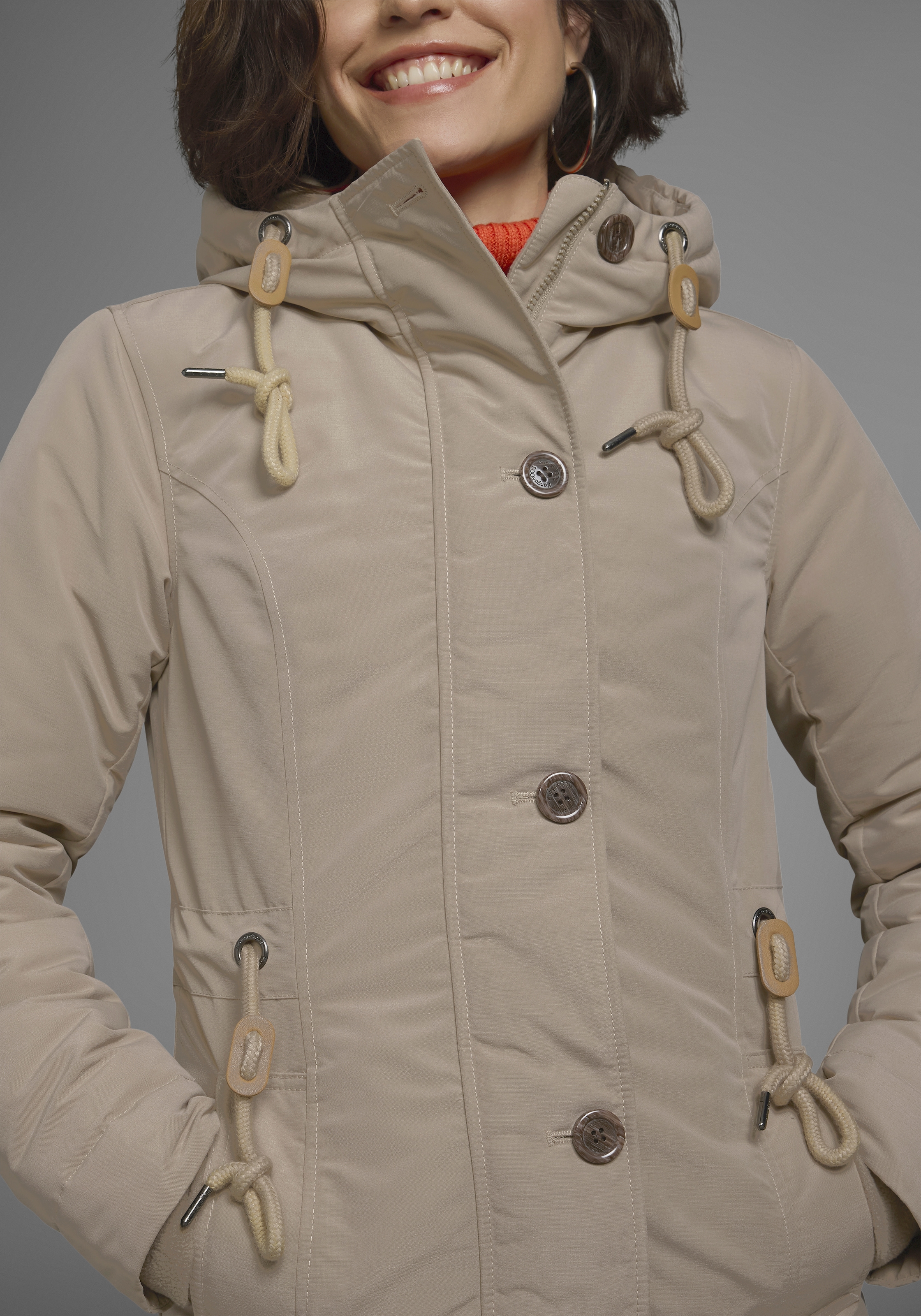 KangaROOS Winterjacke, mit Kapuze, für die kalte Jahreszeit, aus leichtem Webstoff, modisch