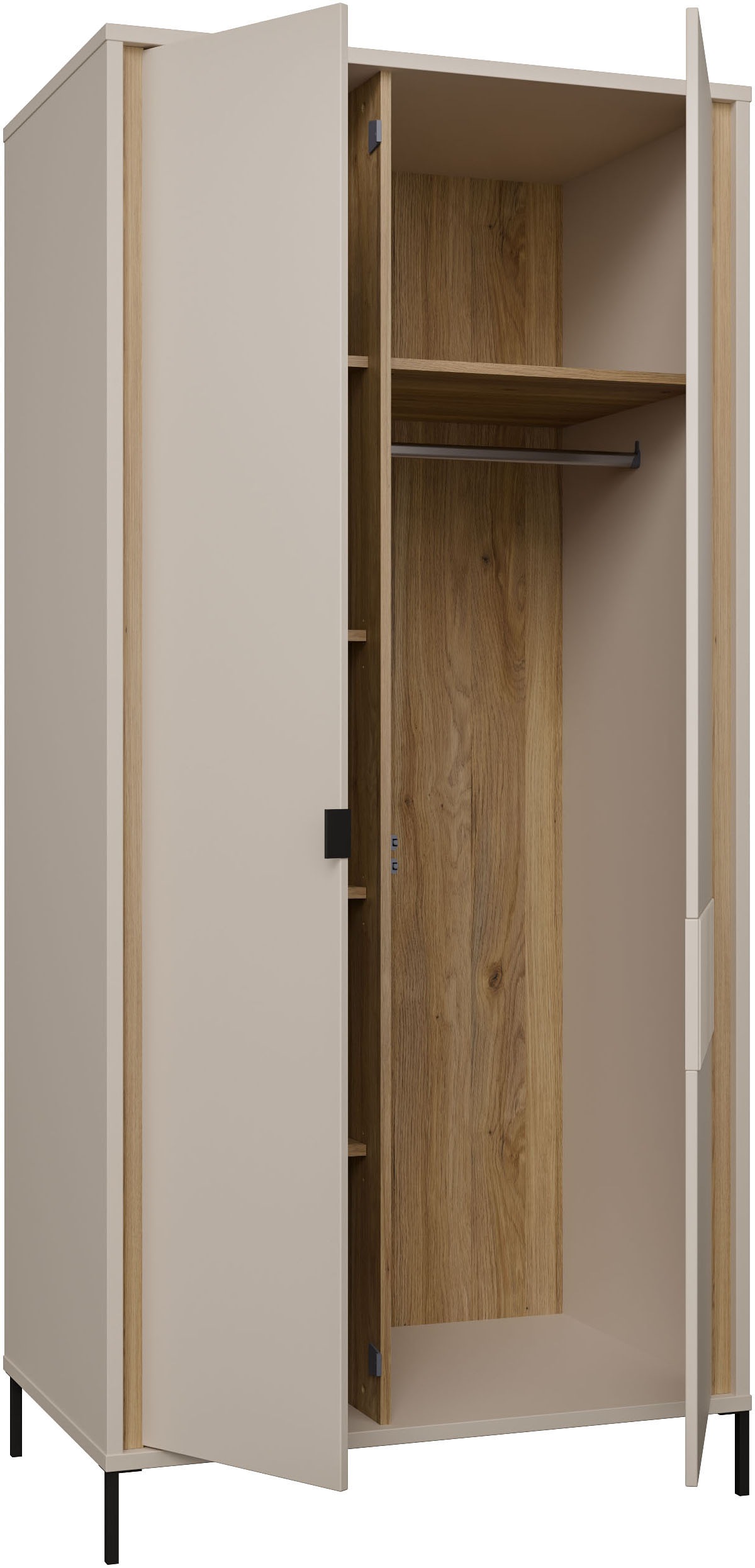 FORTE Kleiderschrank »Forte Seravel Drehtürenschrank, Lamellenoptik, 2 Türen« B/H/T 94,1/199,2/60,5 cm, Metallfüße