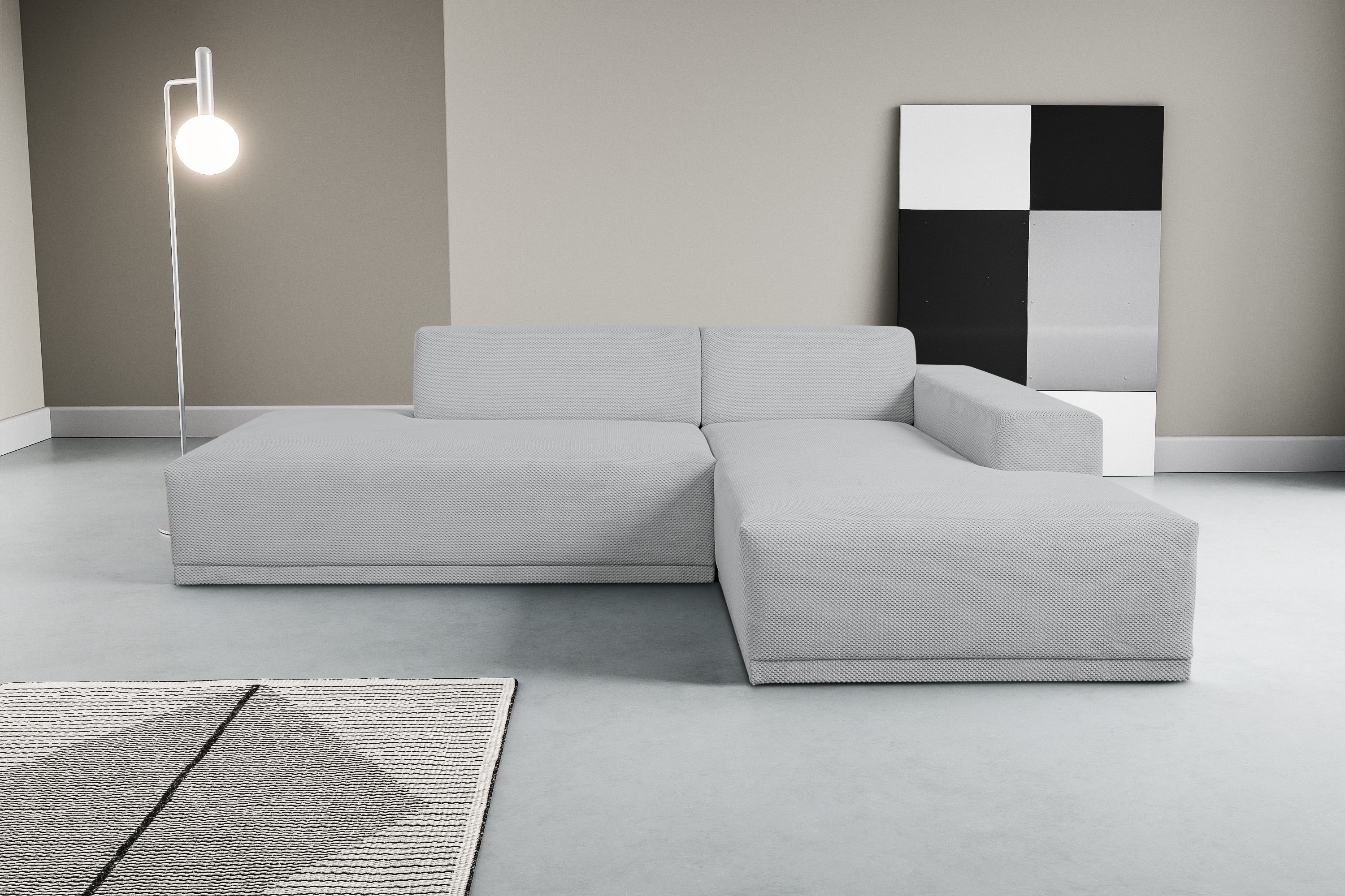 WERK2 Ecksofa "Apollo 264 x 188 cm modern und bequem" Waffelcord, L-Form