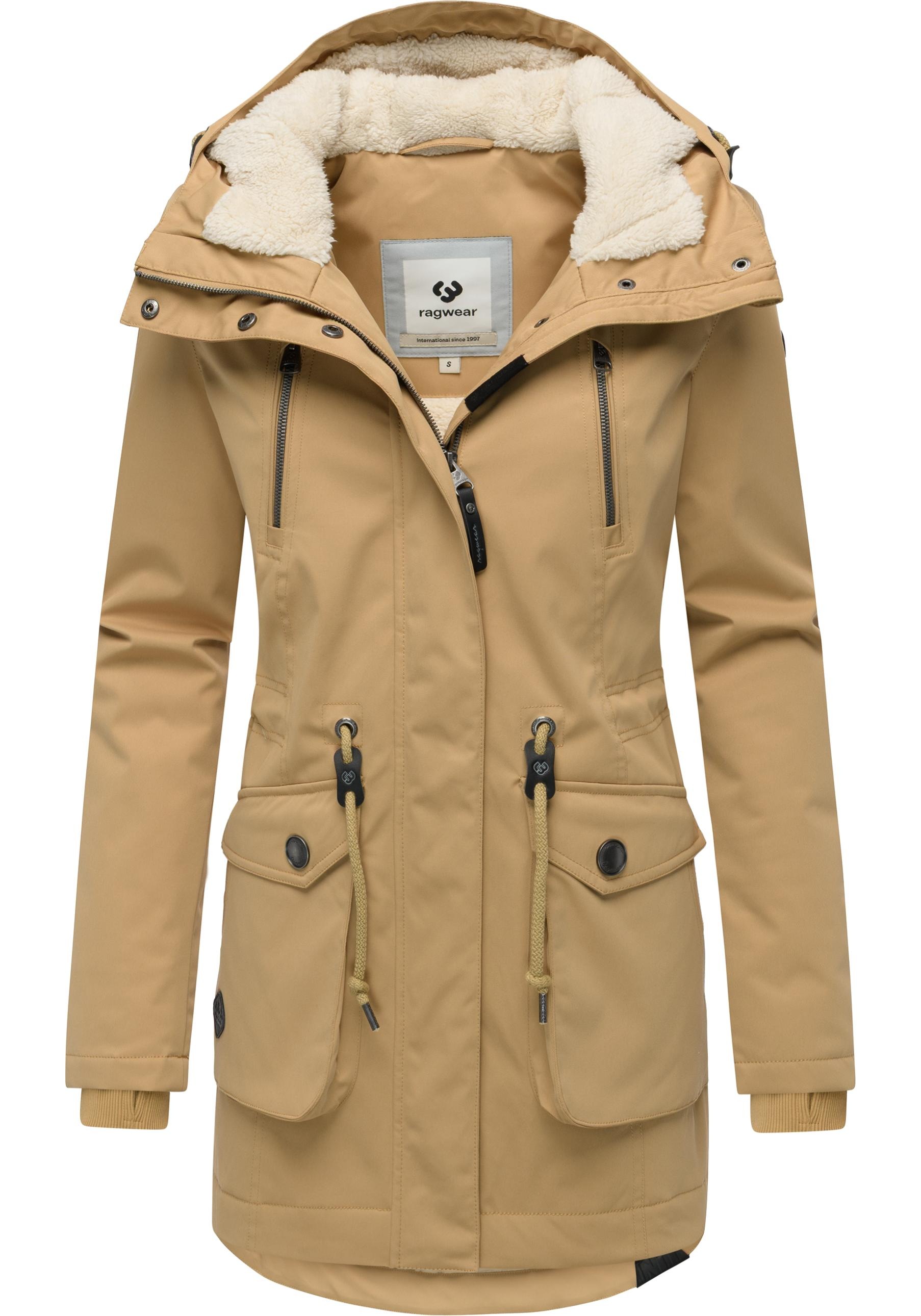 Ragwear Kurzmantel »Ellsa YOUMODO«, Winterparka mit auffälligen Taillenzugkordeln und Kapuze