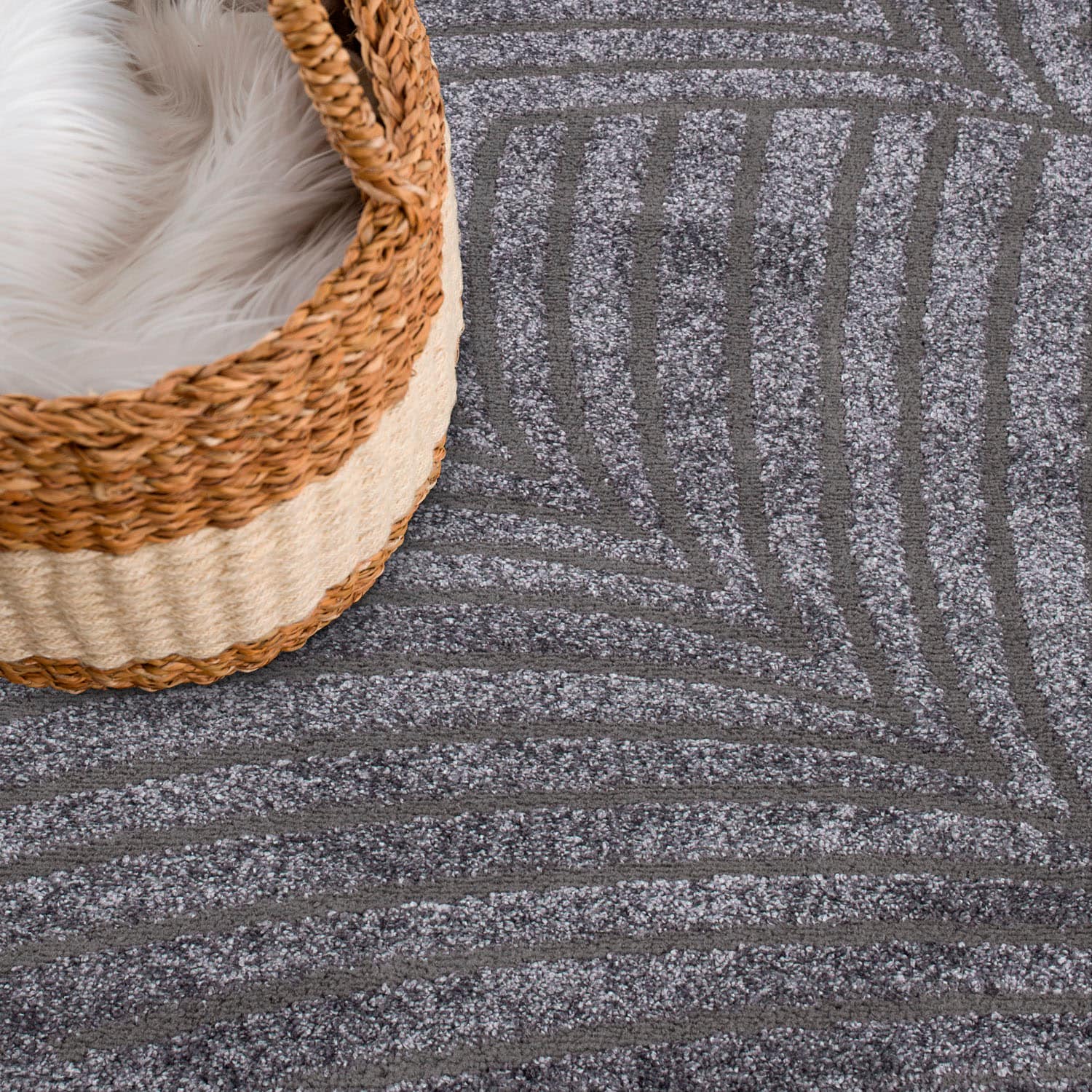 Carpet City Teppich »Friseé-Teppich FANCY 648« rechteckig 12 mm Höhe Kurzflor,3D-Optik,Kreisförmiges Muster, Wohnzimmer,Schlafzimmer