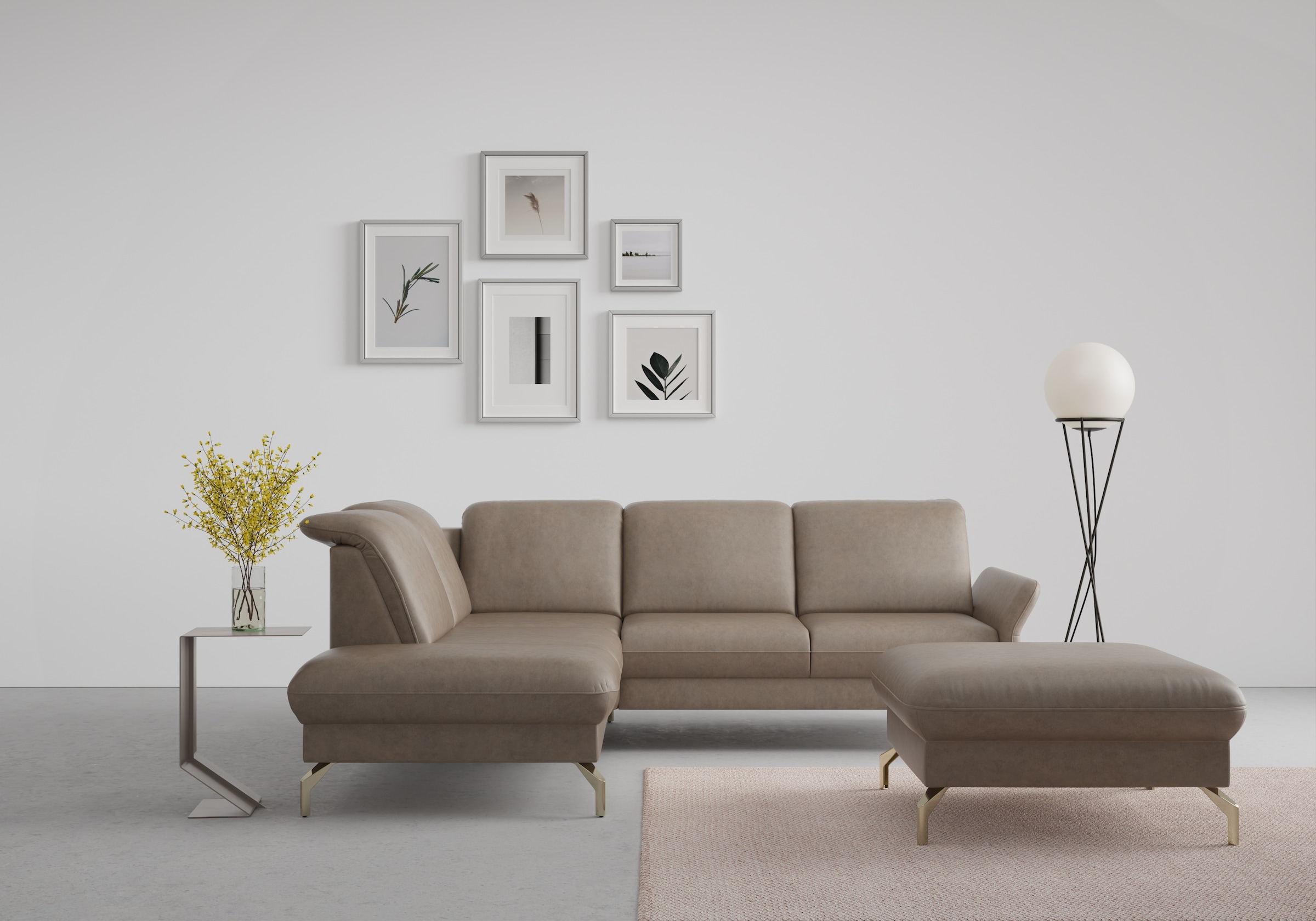 sit&more Ecksofa "Fashion L-Form" wahlweise mit Kopfteilverstellung, Vorziehsitz, motorisch, Nickelfüße