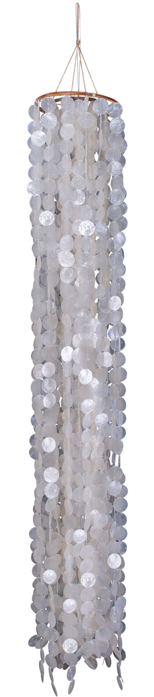 näve Pendelleuchte »Capiz« E27 1 Stk. aus dünnen weißen Muschelplättchen, Holzaufhängung, 3x E27 exkl.