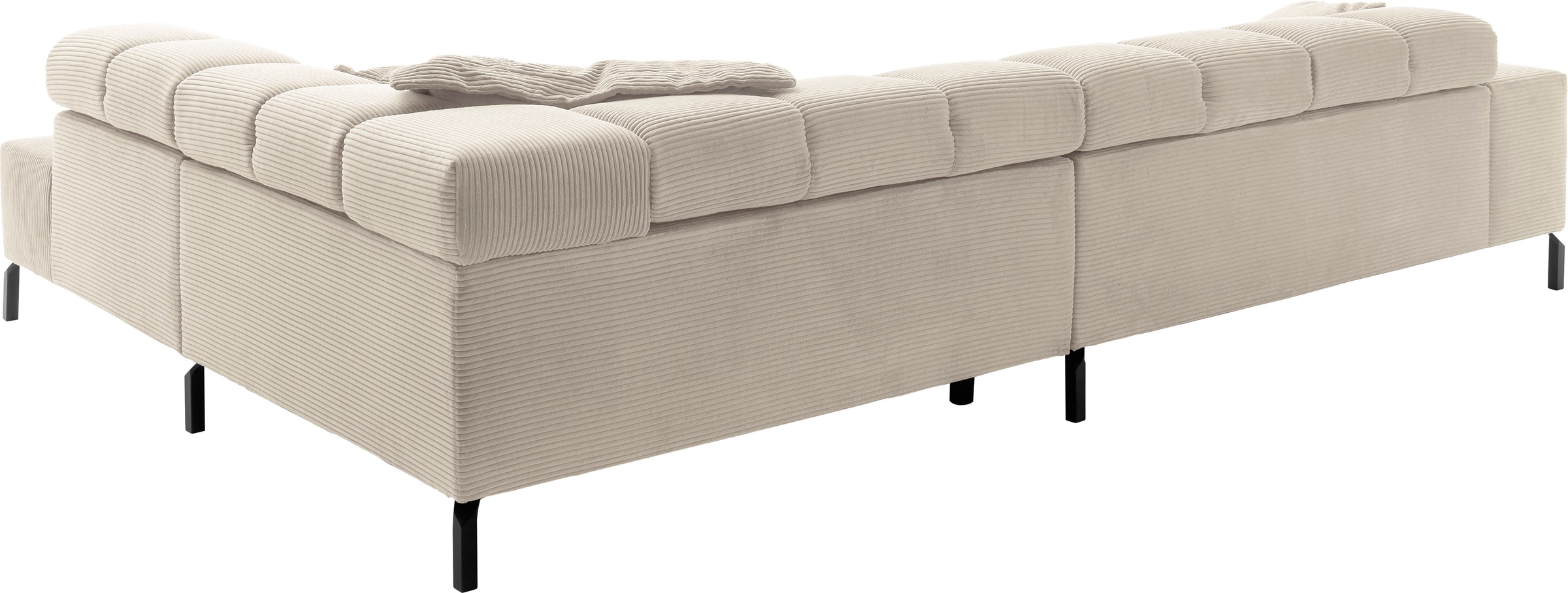 Home affaire Ecksofa »Ancona New, wahlweise motorische Sitztiefenverstellung, auch in Cord« feine Steppung, mit Kopfteilverstellung, 3 Zierkissen,  L-Form