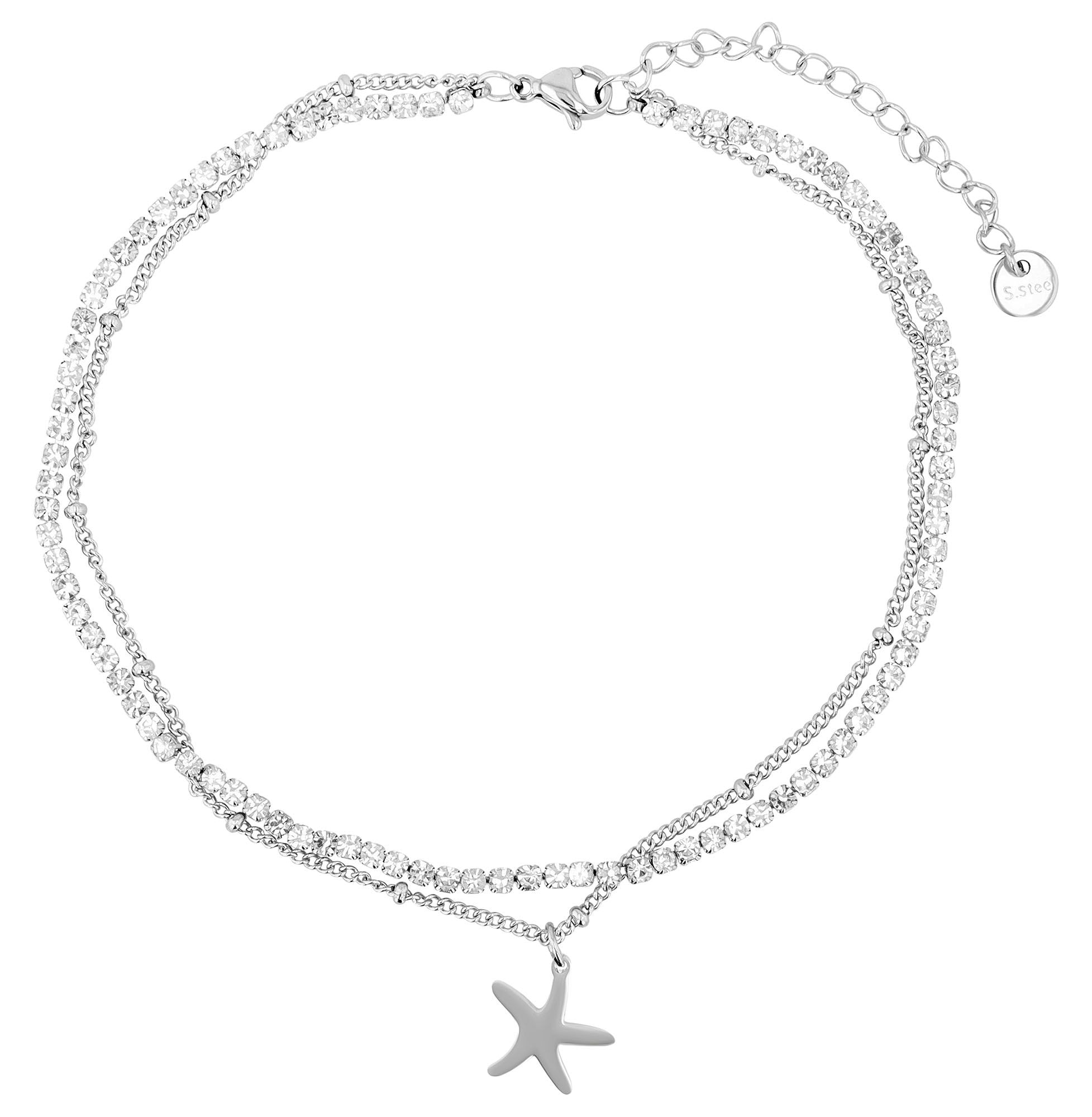 Adelia´s Armband »Damen Armband aus Edelstahl mit Strass Steinchen 24+5 cm« Perfekt als Geschenk zum Geburtstag