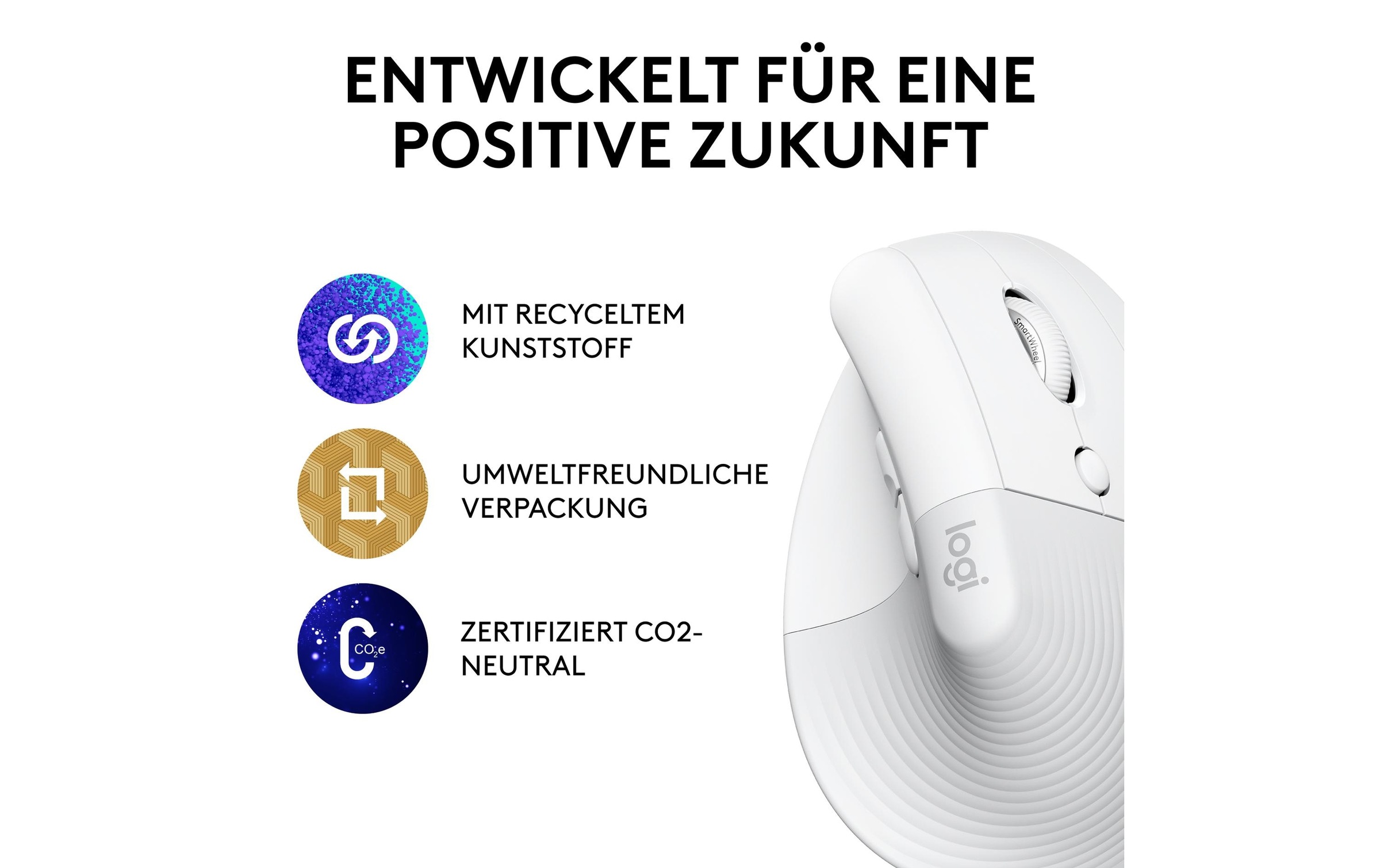 Logitech ergonomische Maus »Maus Lift Off-white« kabellos