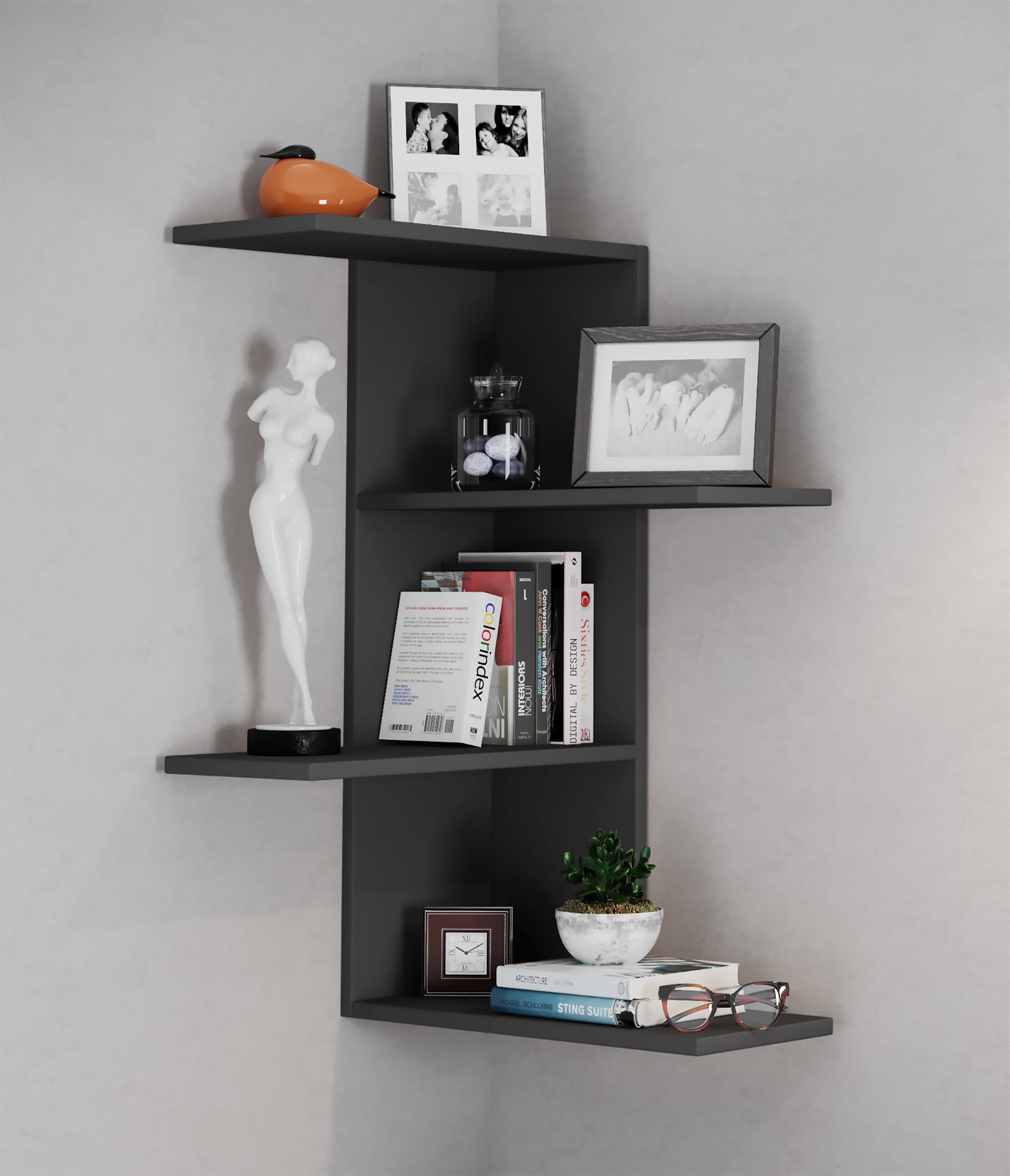 VCM Wandregal »VCM Holzregal hängend | platzsparendes Regal | Maße: H. 77 x B. 45 x T. 45 cm | Elegantes Regal hängend | Aufbewahrungsregal | Bücherregal | Wandboard - Regal Balos«