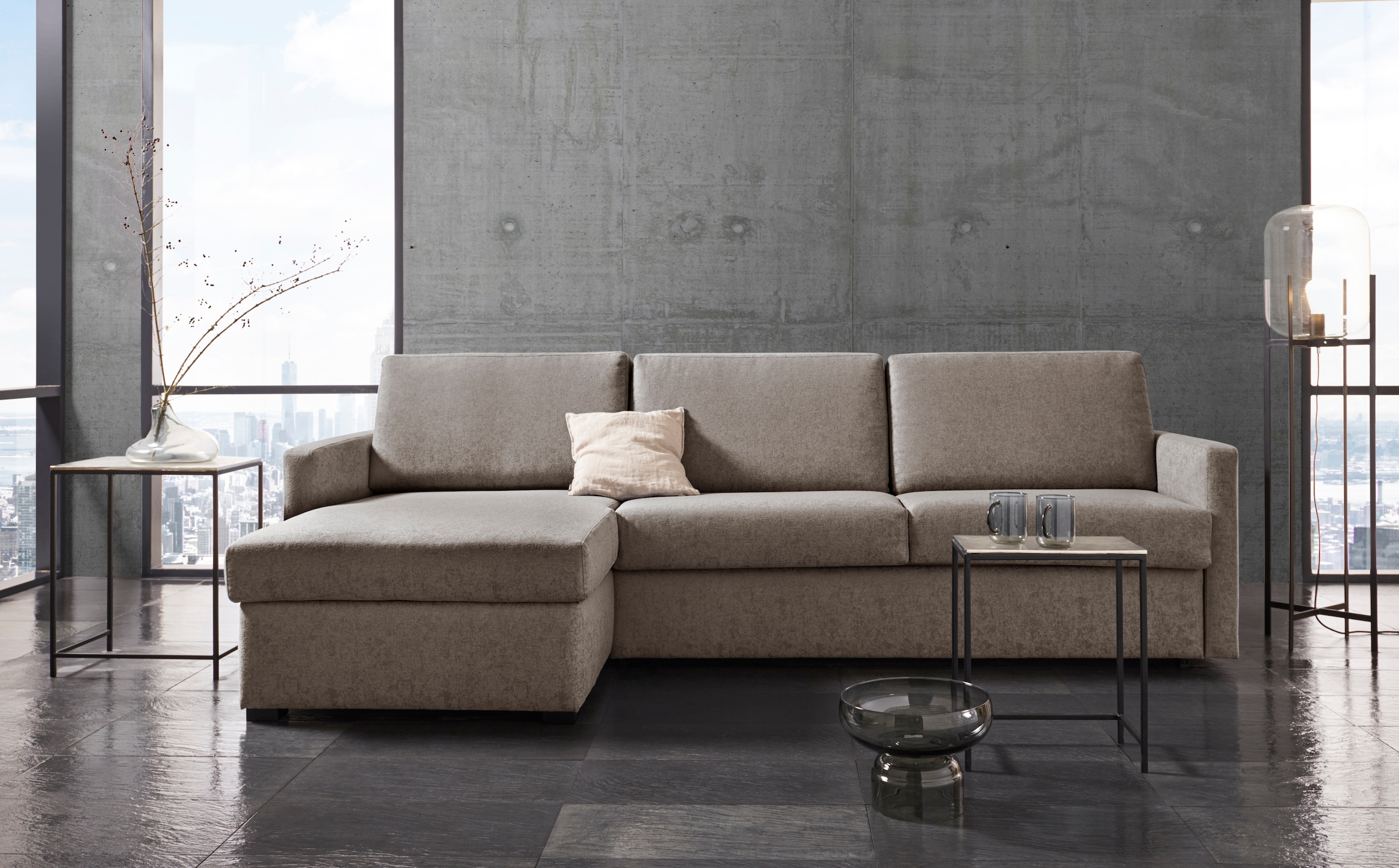 Places of Style Schlafsofa "GOLDPOINT Ecksofa 264 cm, Liegefläche (140/200cm), L-Form,", Bettfunktion, Bonell-Federkernm