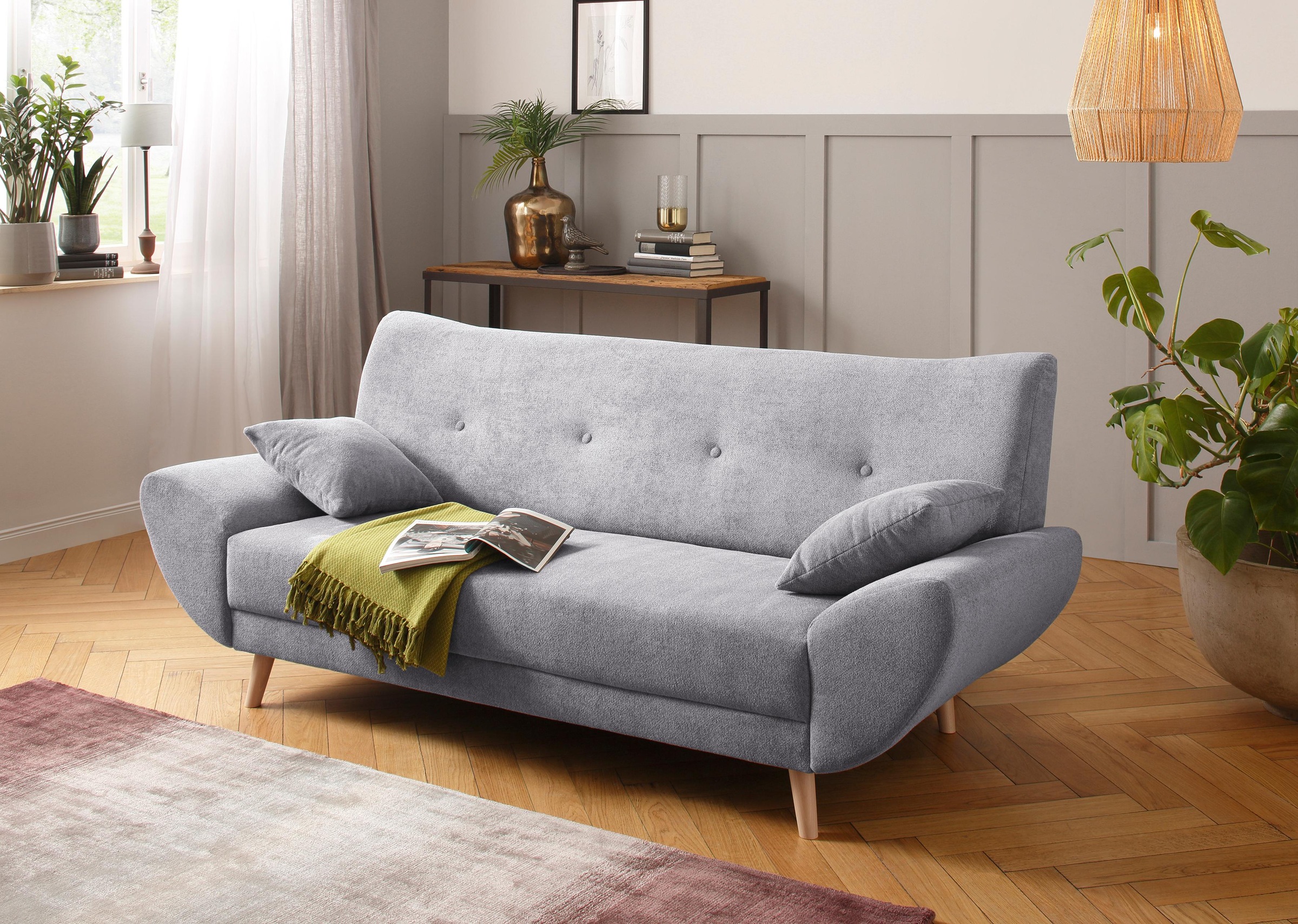 Home affaire 3-Sitzer "Basta komfortable Wellenunterfederung, Breite 205cm, bodenfrei"