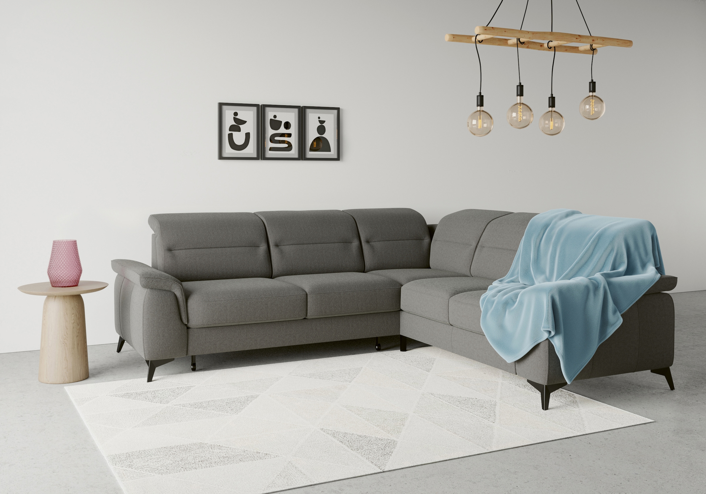 Sit & More Sinatra L-Form Corner Sofa Grey 7