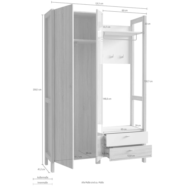 cm BAUR Garderobenschrank bestellen »Hoyvik«, FORTE | 131,1 Breite