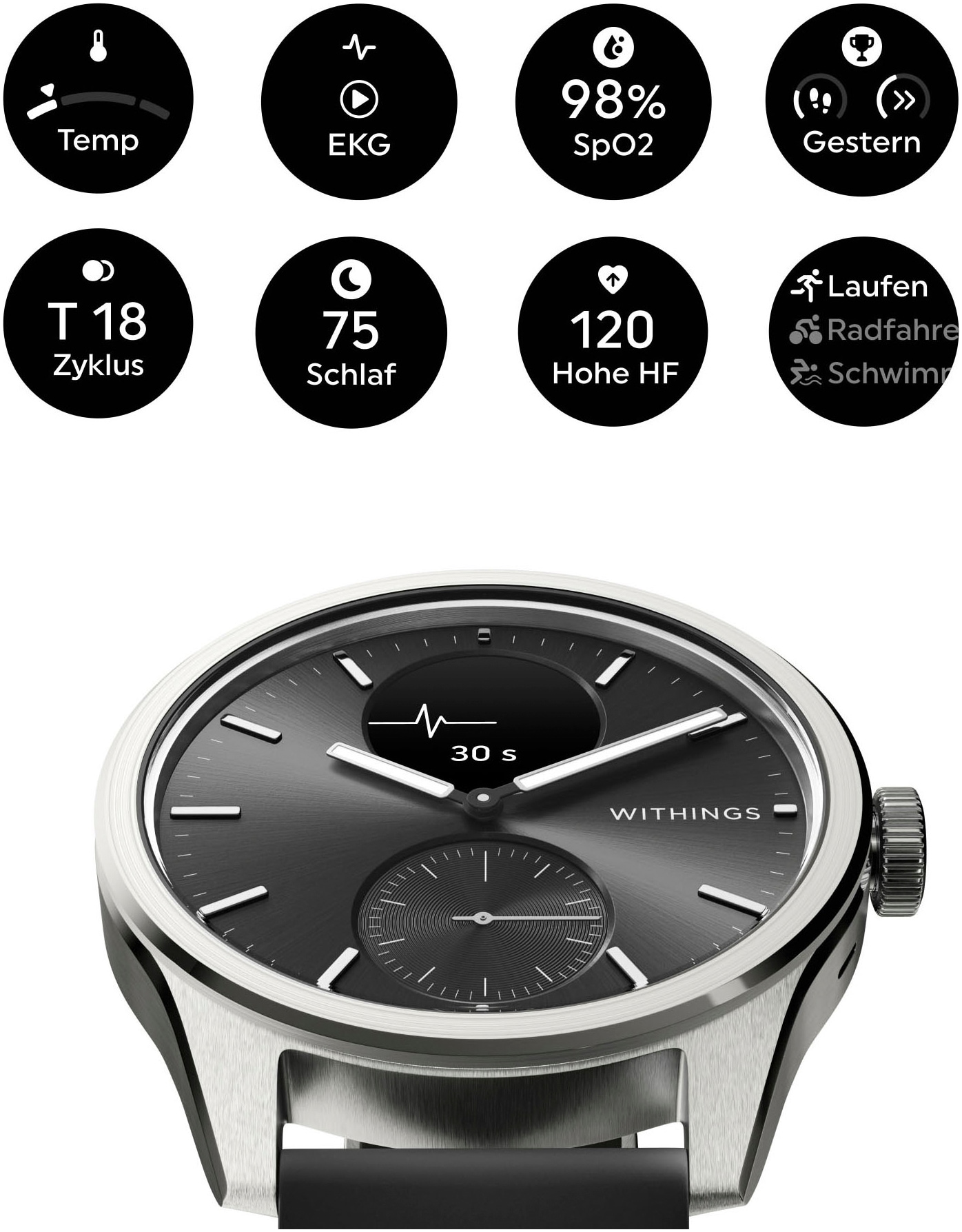 Withings Smartwatch »ScanWatch 2 42mm«, HealthSense OS,)