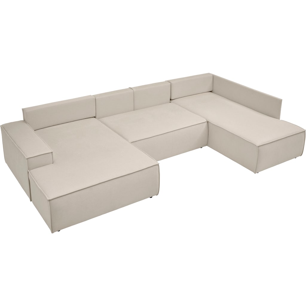 andas Wohnlandschaft »FINNLEY U-Form XXL 329 cm, Schlafsofa, Schlaffunktion m. Bettkasten«