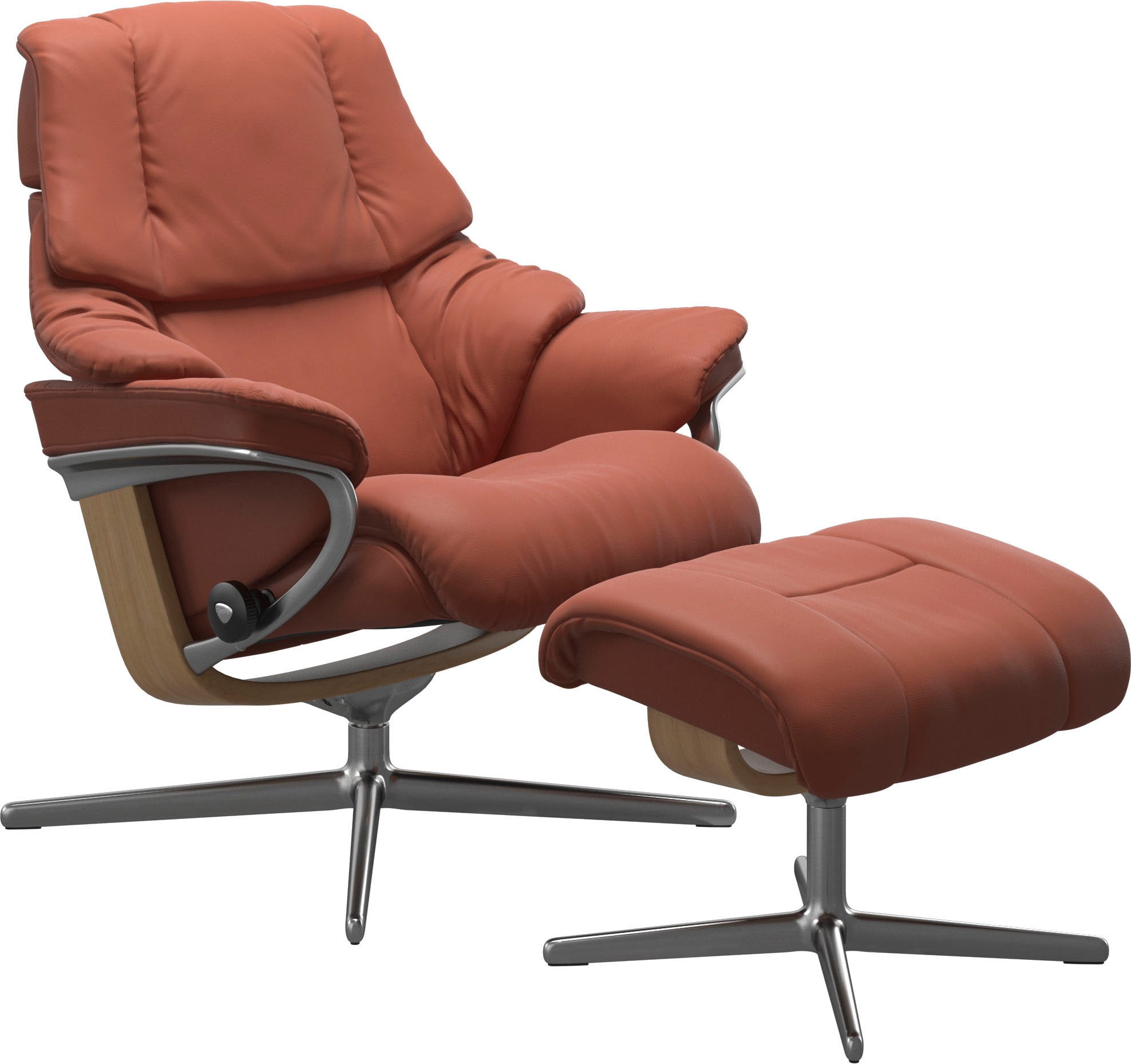 Stressless® Relaxsessel »Reno«, (Set, Relaxsessel mit Hocker), mit Hocker, mit Cross Base, Größe S, M & L, Holzakzent Eiche