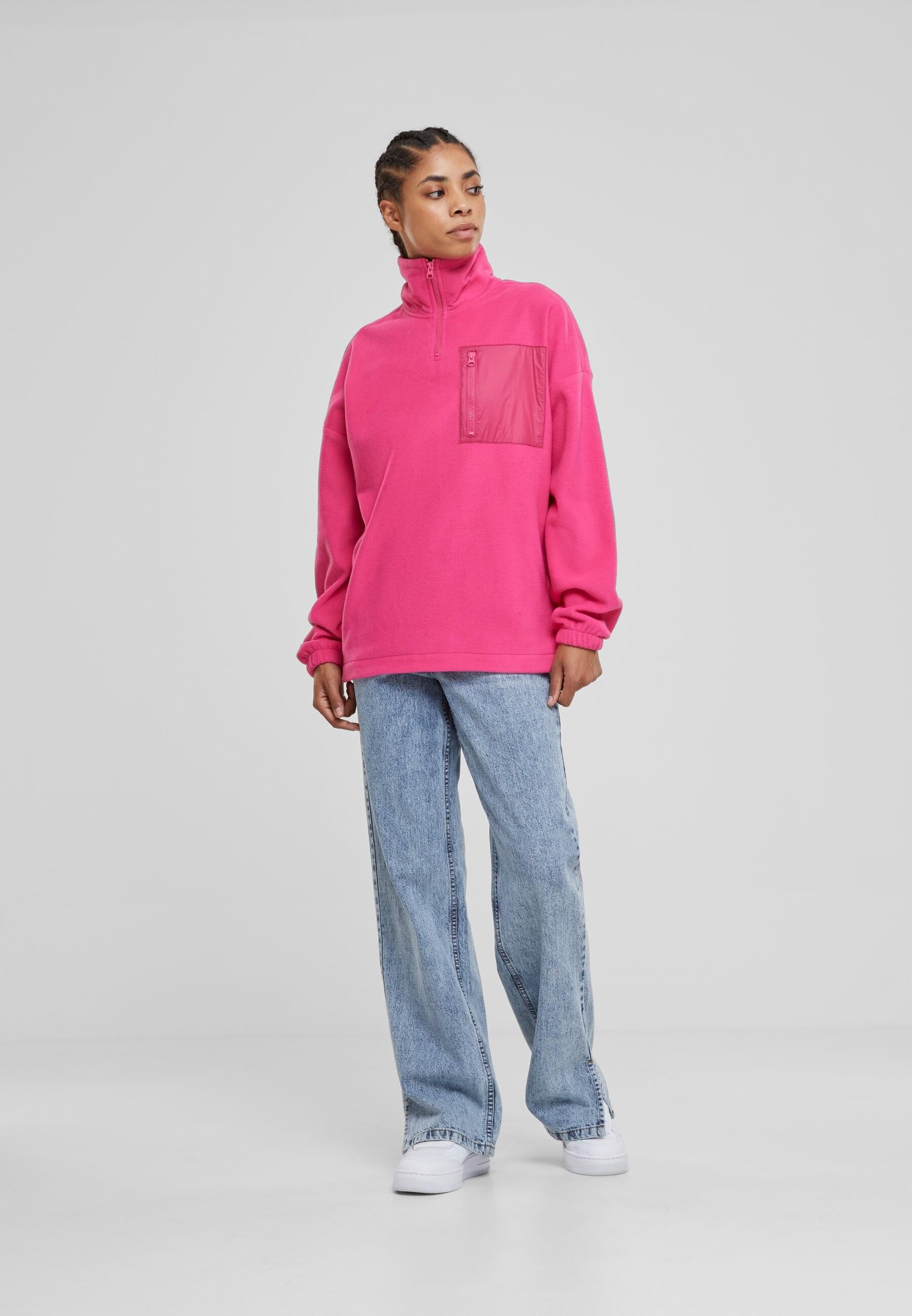 URBAN CLASSICS Sweater »Urban Classics Damen Ladies Polar Fleece Troyer«