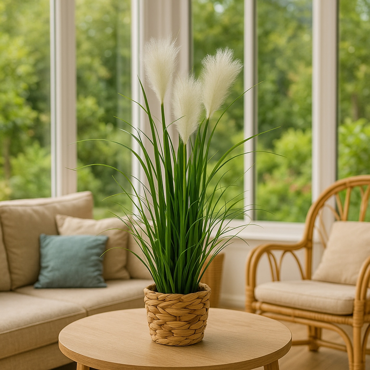 I.GE.A. Kunstpflanze »Pampasgras« Mit Übertopf, künstliches Pampas Gras