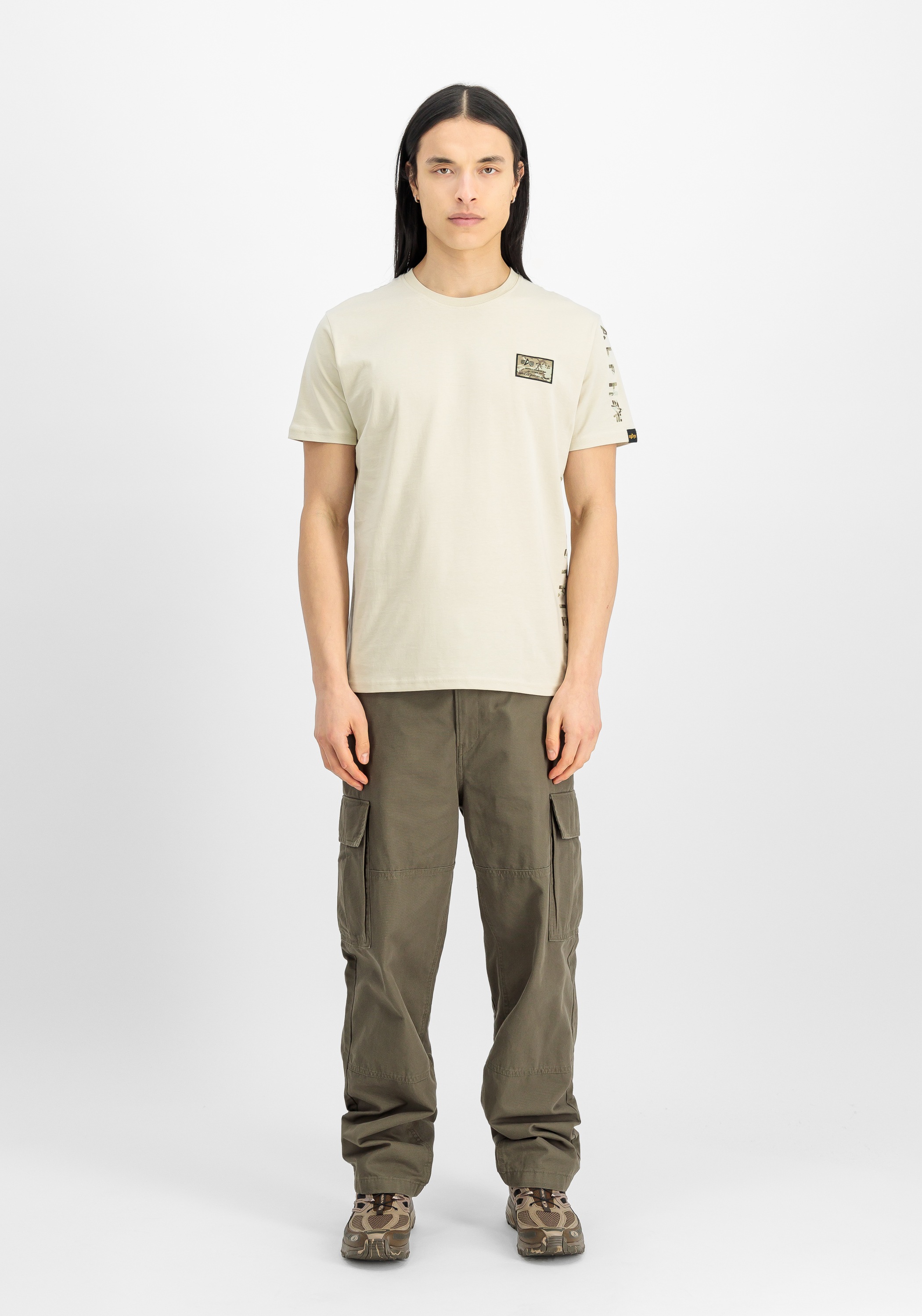 Alpha Industries Camo Sleeve T-Shirt Vintage White 2XL 2