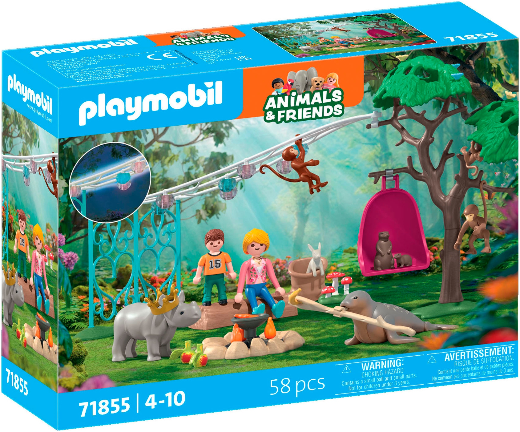 Playmobil® Konstruktions-Spielset »Lustige Geburtstagsparty (71855), Animals & Friends«, (58 St.), Made in Europe