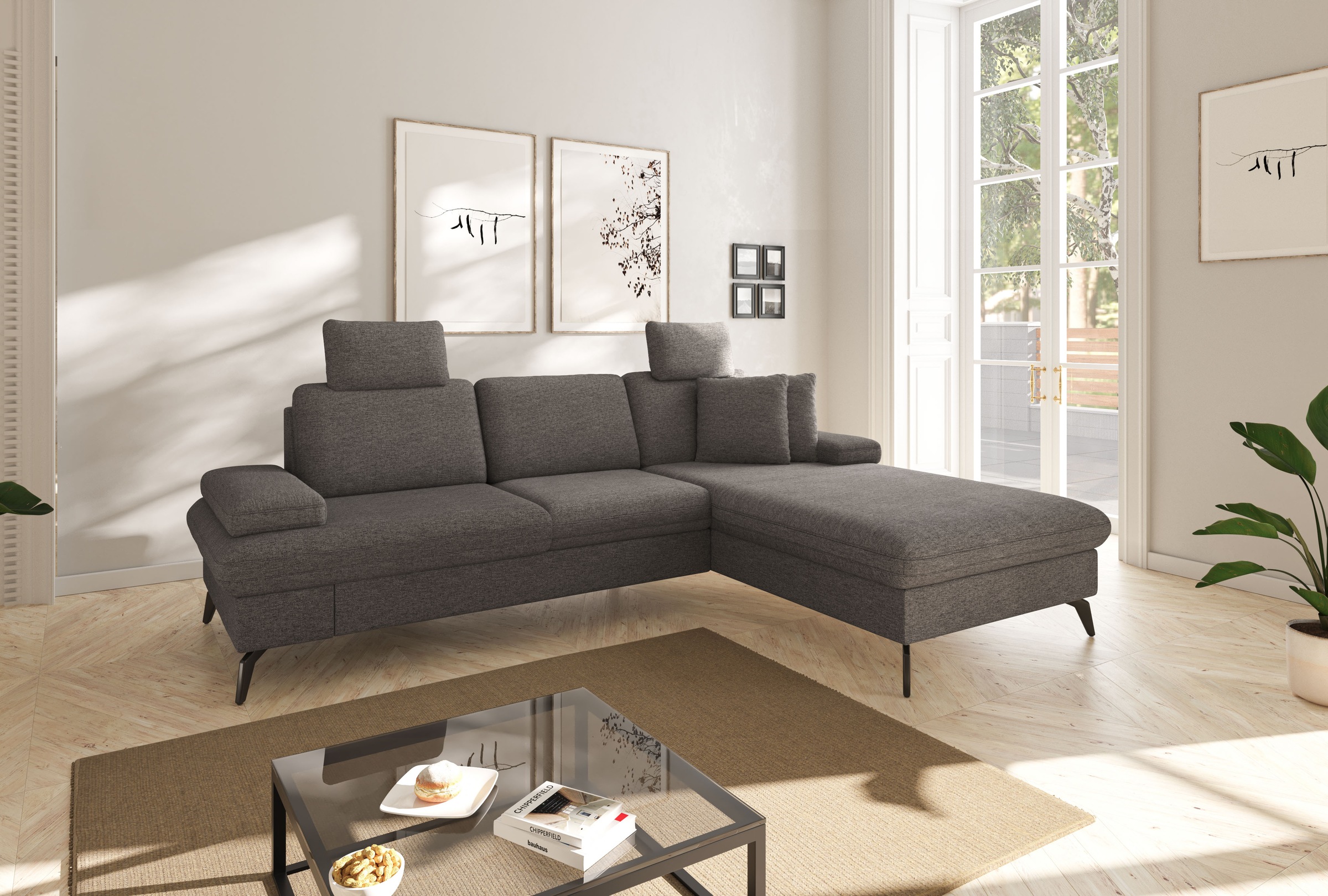 sit&more Ecksofa »Morris Jubi, L-Form«, inkl. Armteilfunktion und 1 Zierkissen, wahlweise mit Bettfunktion