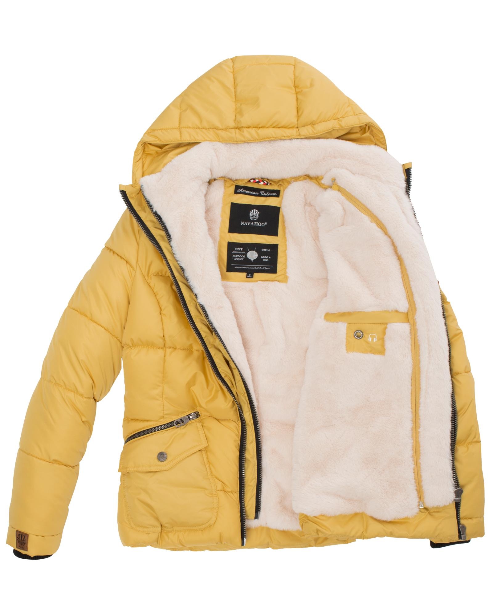 Navahoo Winterjacke »Megan«, mit Kapuze, stylische Damen Steppjacke mit Teddyfutter