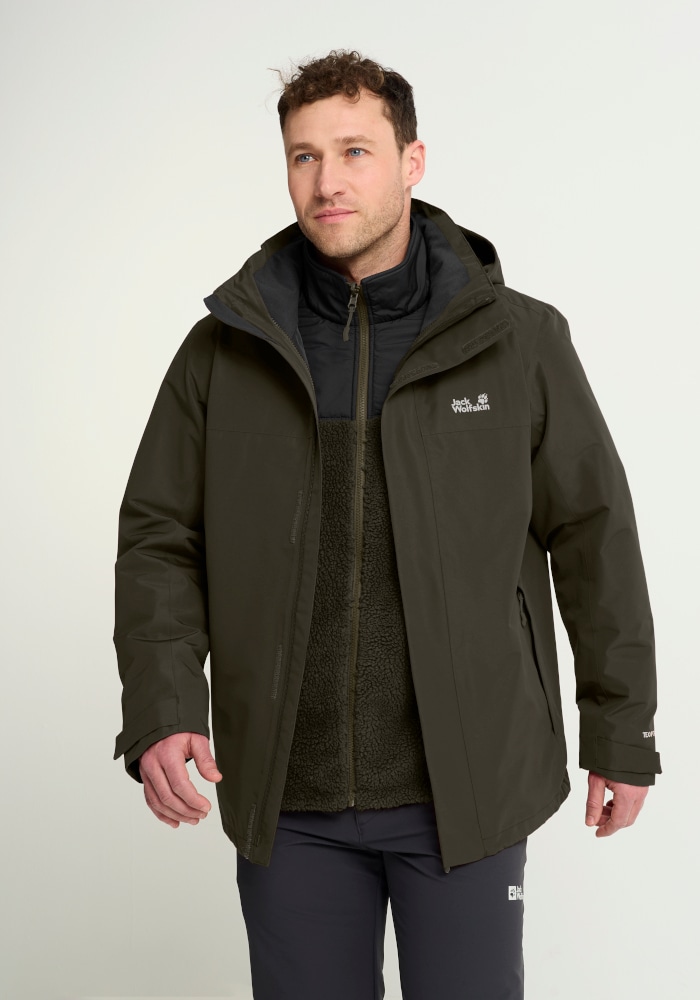 Jack Wolfskin 3-in-1-Funktionsjacke »STONELITE 3IN1 JKT M« mit Kapuze 3-in-1 Jacke, wasserdicht, warm