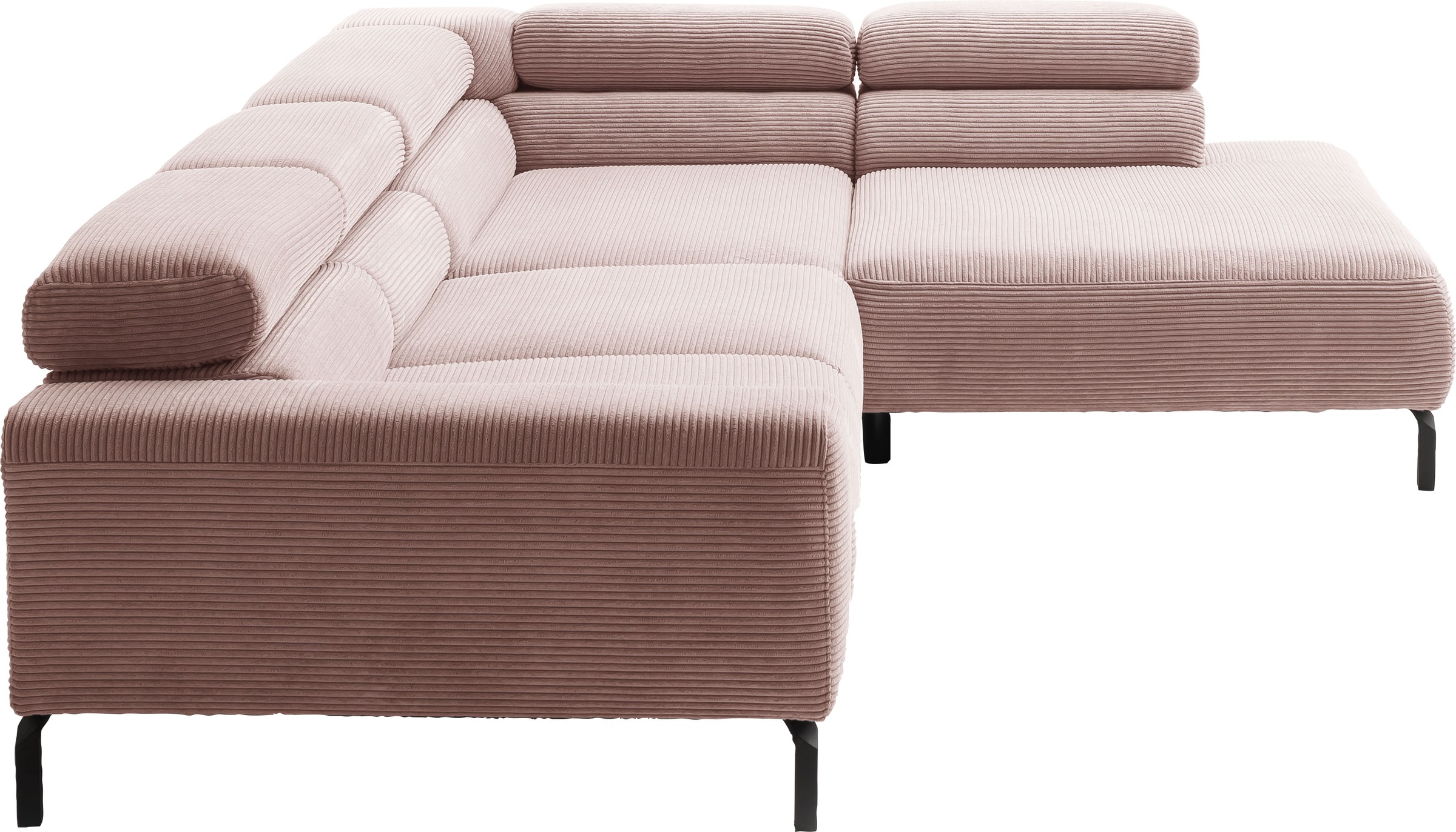 Places of Style Ecksofa »Antonelli, L-Form, inkl. Kopfteilverstellung, Breite 312 cm«, mit elektrischer Sitztiefenverstellung, in Cord, rosé