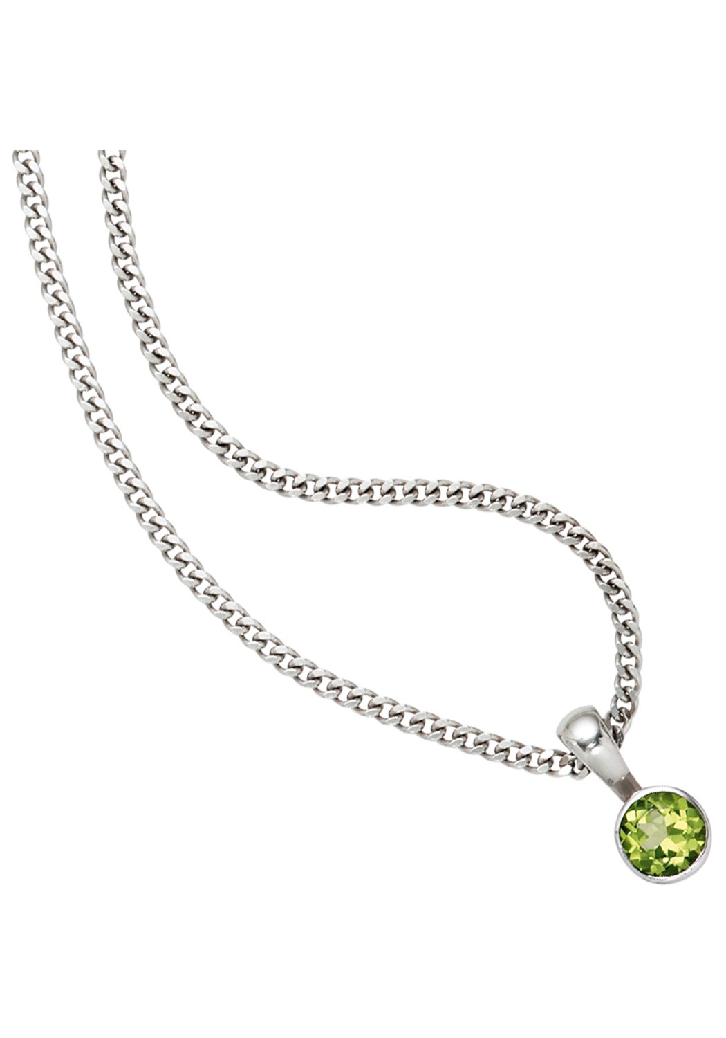 JOBO Runder Anhänger, rund 925 Silber mit Peridot