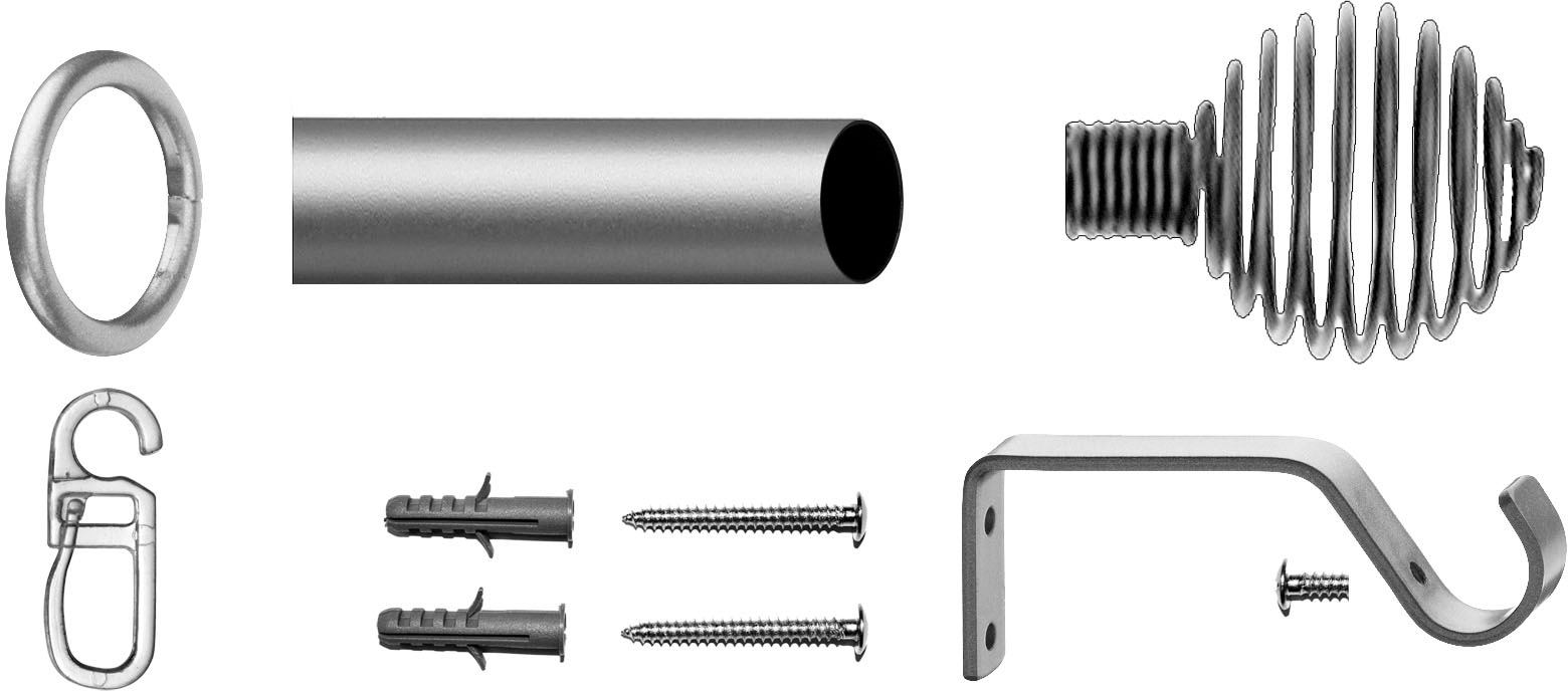 | Montagematerial BAUR »Massa«, Gardinenstange läufig-läufig, 1 Komplett-Set Ringen indeko und inkl. Fixmaß,