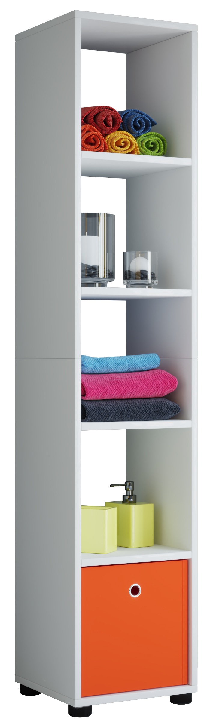 Hochschrank VCMweiß, Badezimmer, Schränke, "Holz Badmöbel Stand Badregal Hochschrank Benos-5"