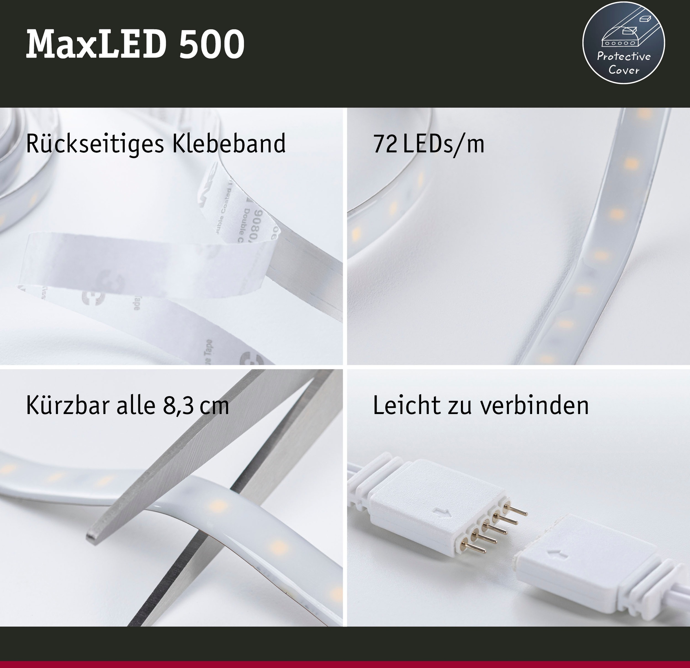 Paulmann LED-Streifen »MaxLED 500 Basisset 1,5m Tageslichtweiß IP44 8,5W 825lm beschichtet« 1 Stk.-flammig