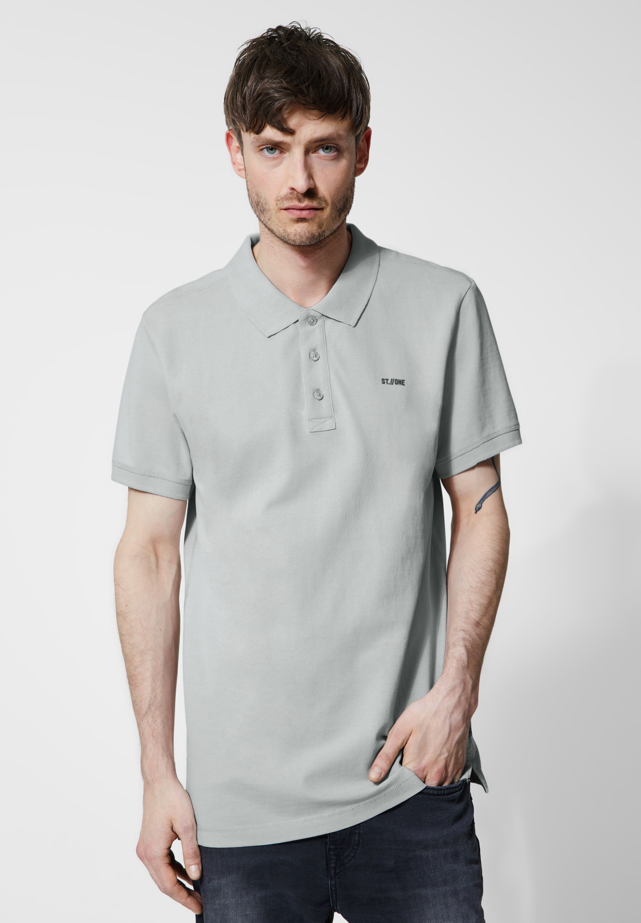 STREET ONE MEN Poloshirt, in Unifarbe günstig online kaufen