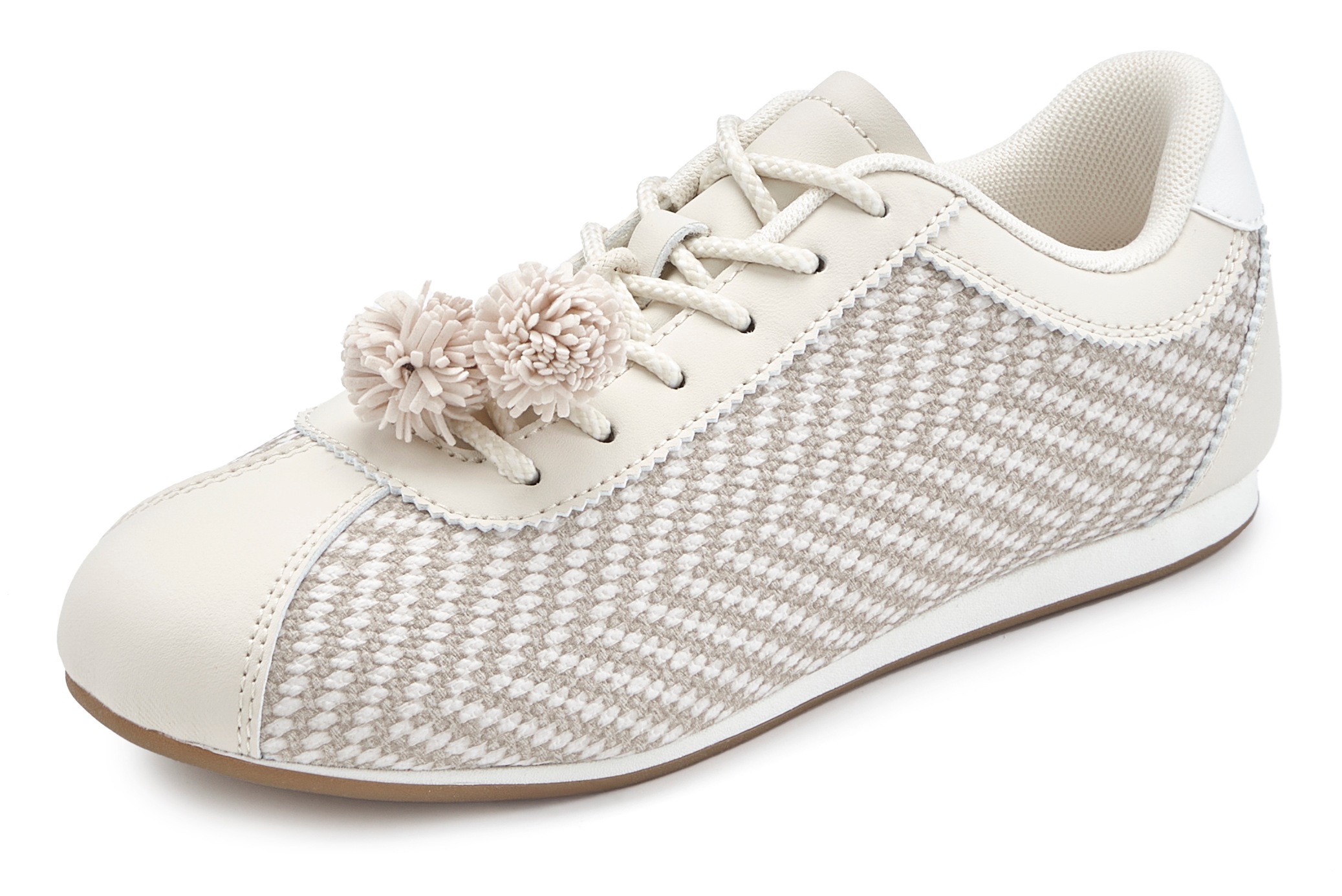 LASCANA Sneaker »Halbschuh, Sneaker, Schnür-Sneaker«  Komfortabler Material-Mix mit abnehmbarem Anhänger VEGAN