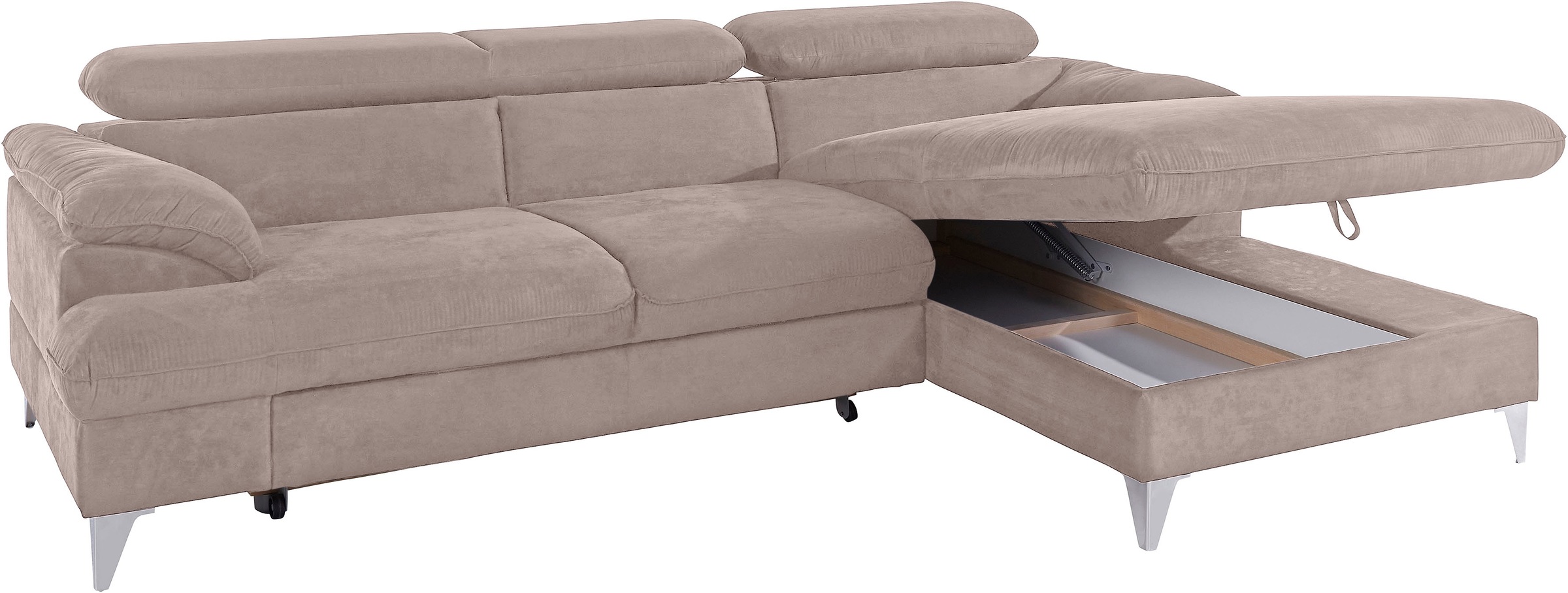 COTTA Ecksofa »Caluso L-Form«, mit Kopfteilverstellung, wahlweise mit Bettfunktion & Bettkasten