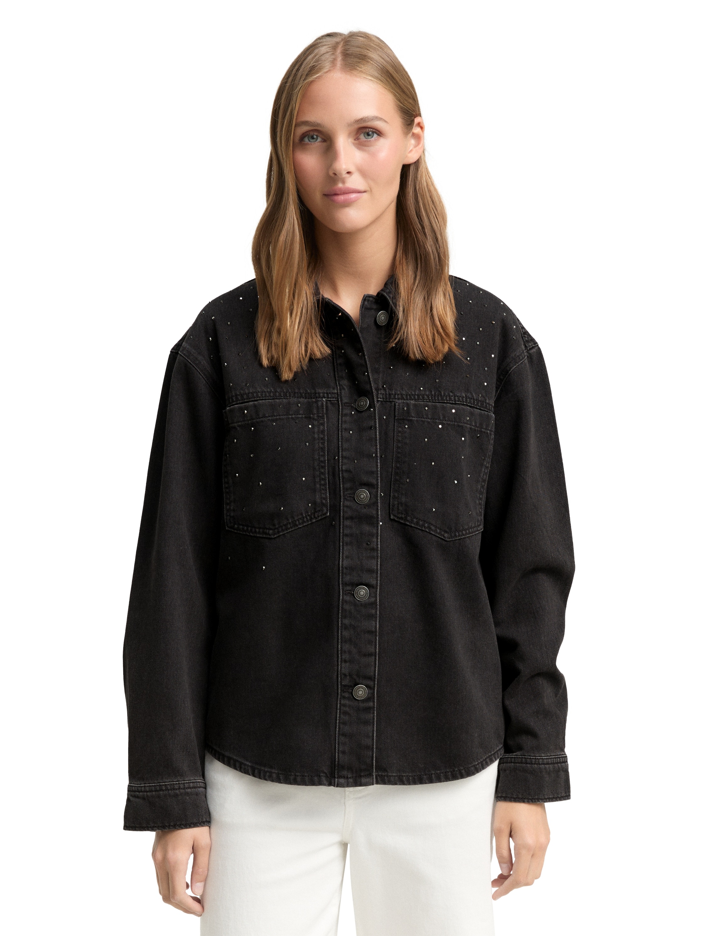 TOM TAILOR Denim Jeansjacke mit Strasssteinen günstig online kaufen