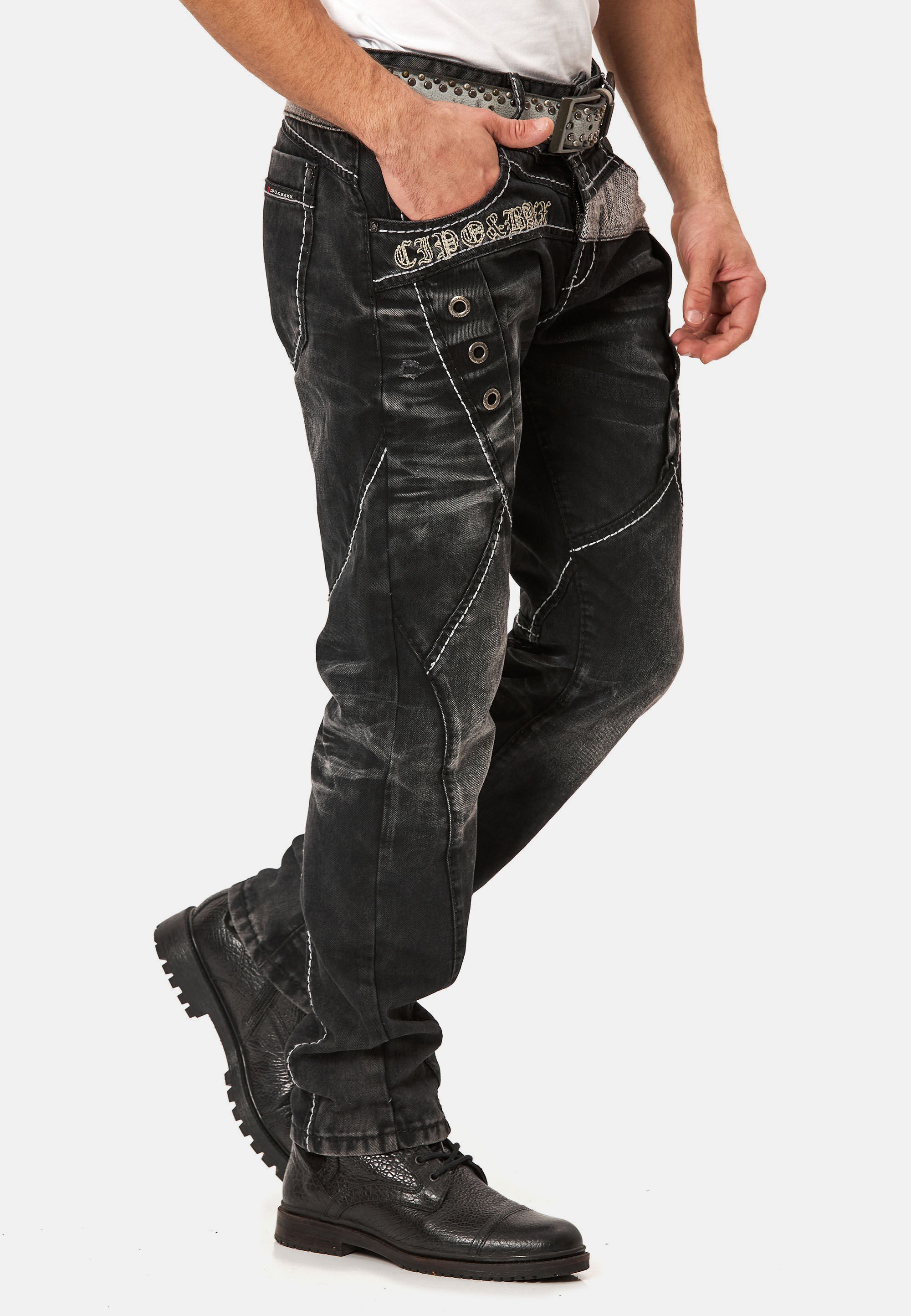 Cipo & Baxx Regular-fit-Jeans »CD917« im Used Look