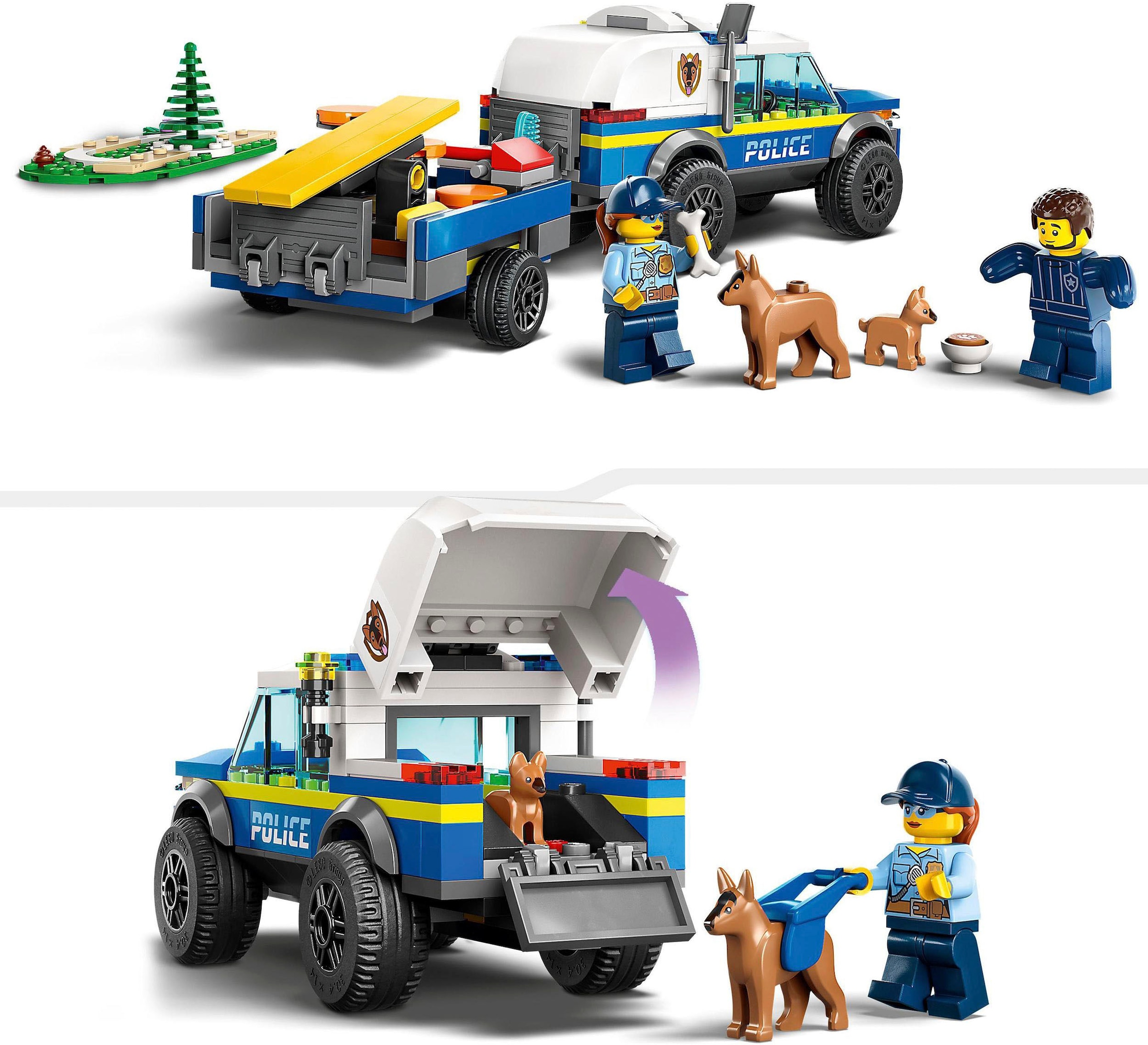 LEGO® Konstruktionsspielsteine »Mobiles Polizeihunde-Training (60369), LEGO® City«, (197 St.), Made in Europe