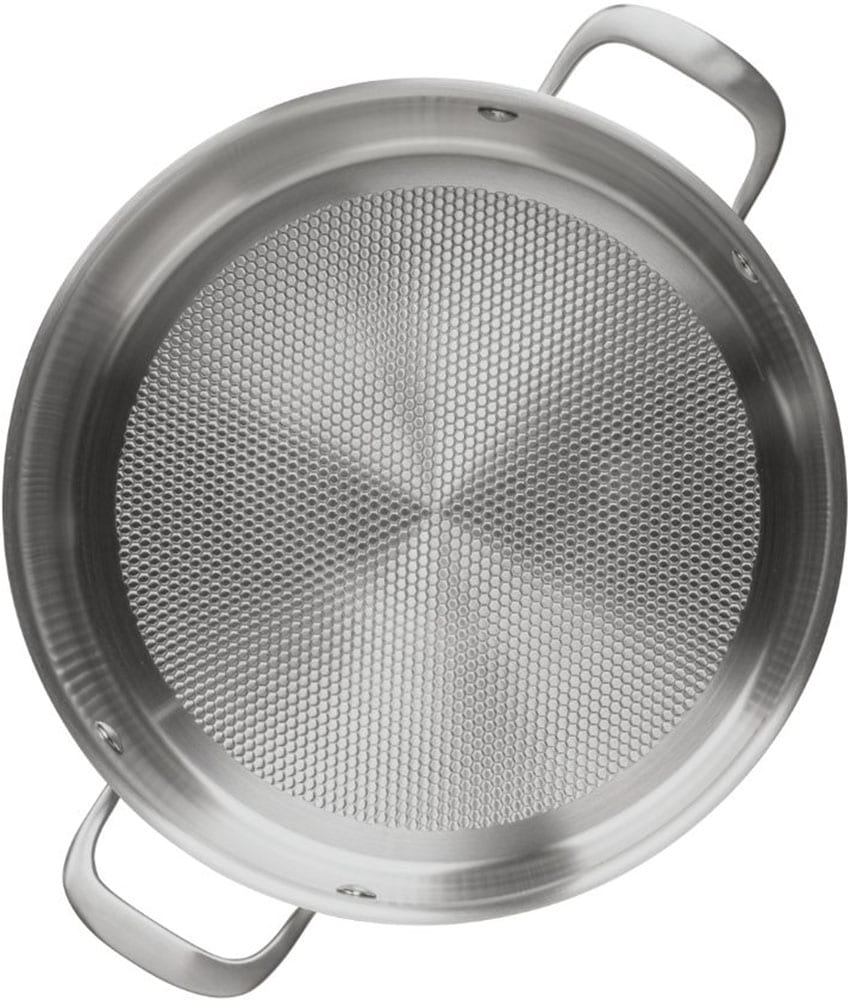 Käfer Servierpfanne »Käfer Pfanne aus Edelstahl«, Edelstahl 18/10, (2 tlg.), Ø 28 cm, Wabenboden, recycelter Edelstahl, induktionsfähig