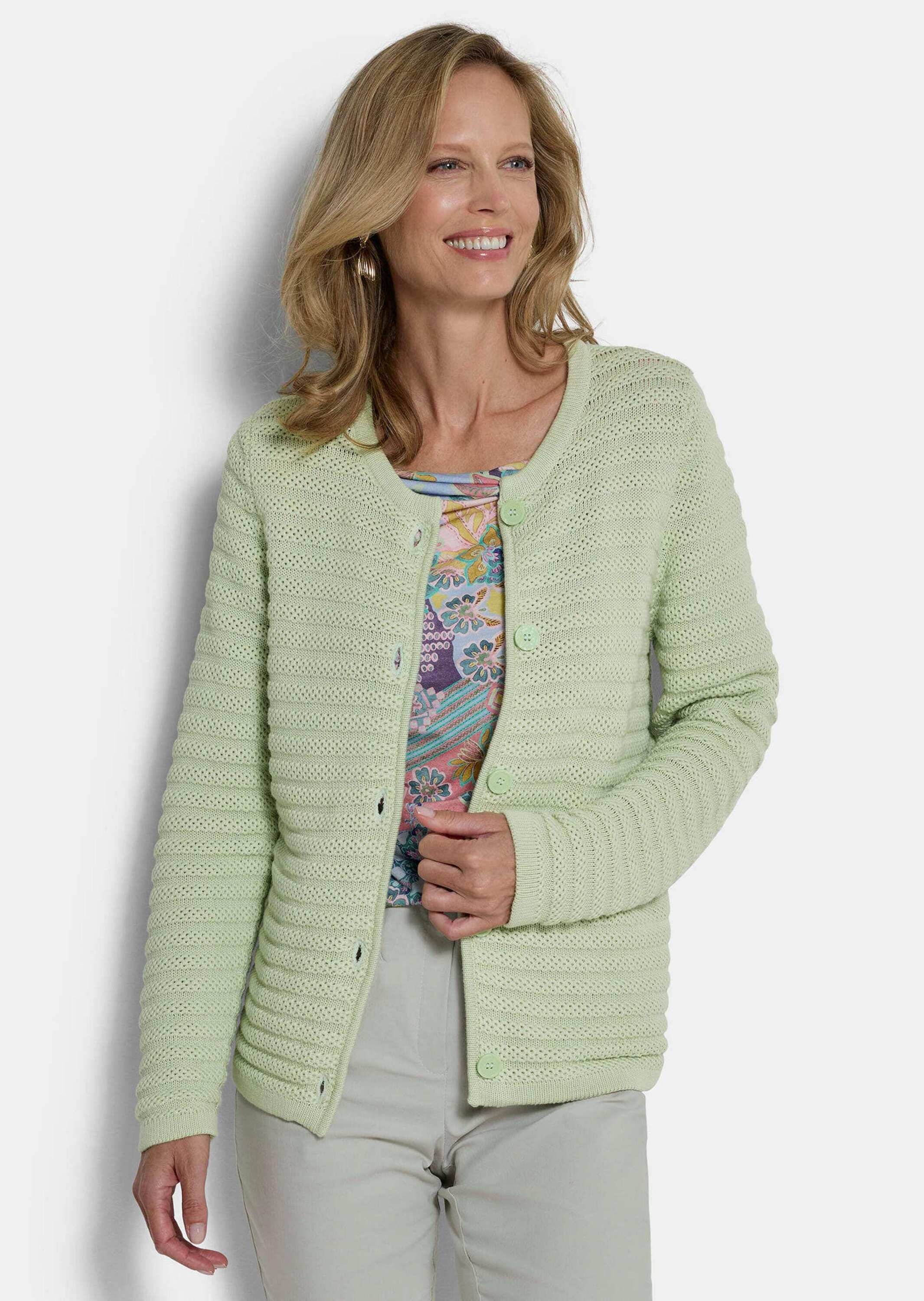 Thumbnail - GOLDNER Strickjacke "Ajourjacke in Querrippen-Optik" modischer Strukturstrick