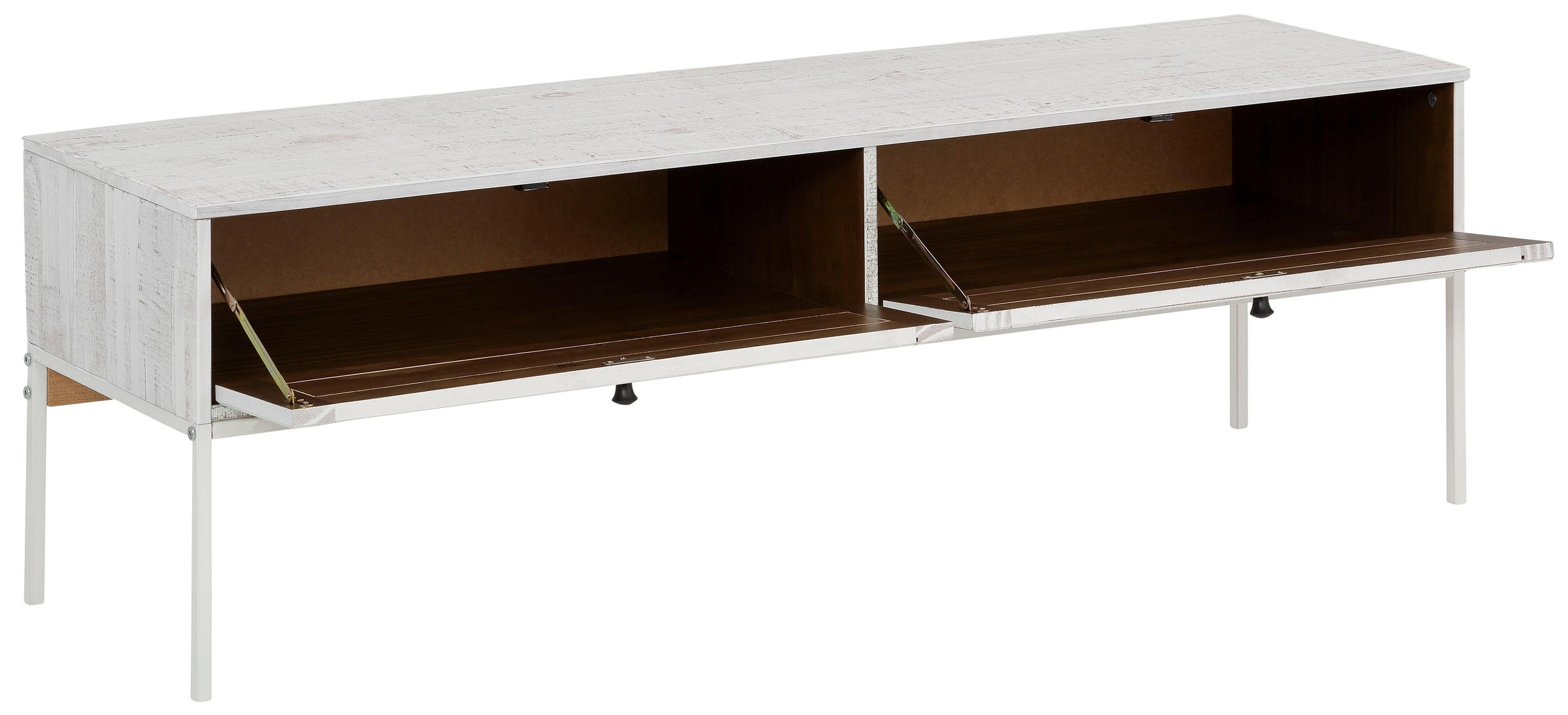 Home affaire Lowboard »Freya«, mit 2 Klappen, Metallgriffen, aus Massivholz, Breite 140 cm