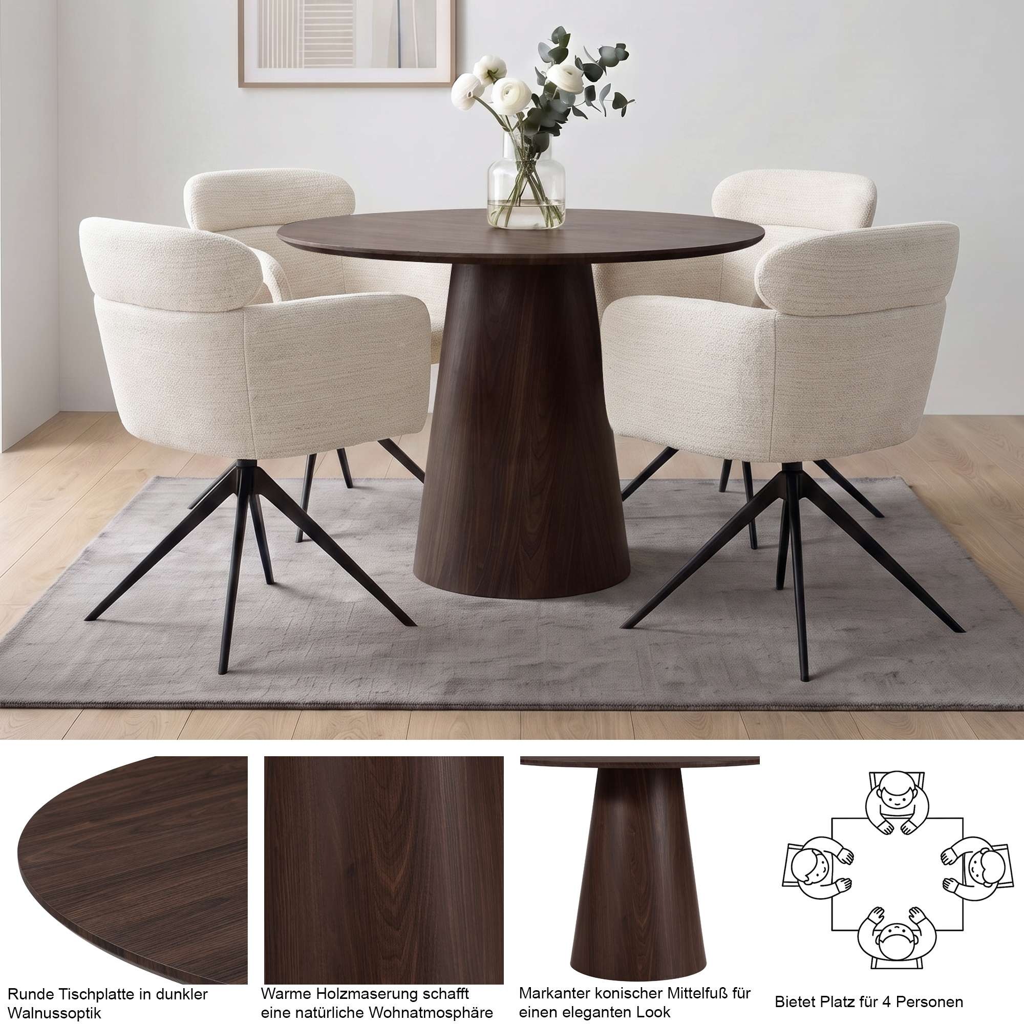 OTTO home Esstisch »Mincio« Runder Esstisch, Holzoptik, Durchmesser 100 cm
